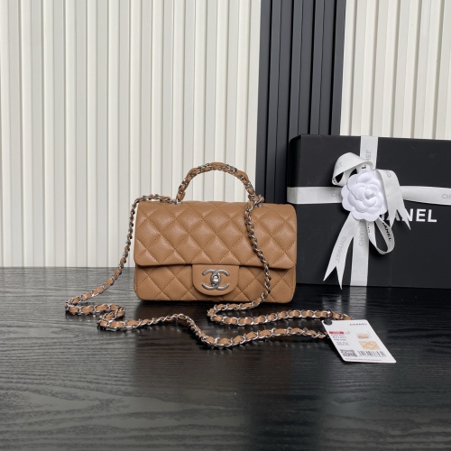 Chanel 25B Double C Logo Handle CF Mini AS5701, Beige Leather, Silver Hardware 1 Chanel 25B Double C Logo Handle CF Mini AS5701, Beige Leather, Silver Hardware