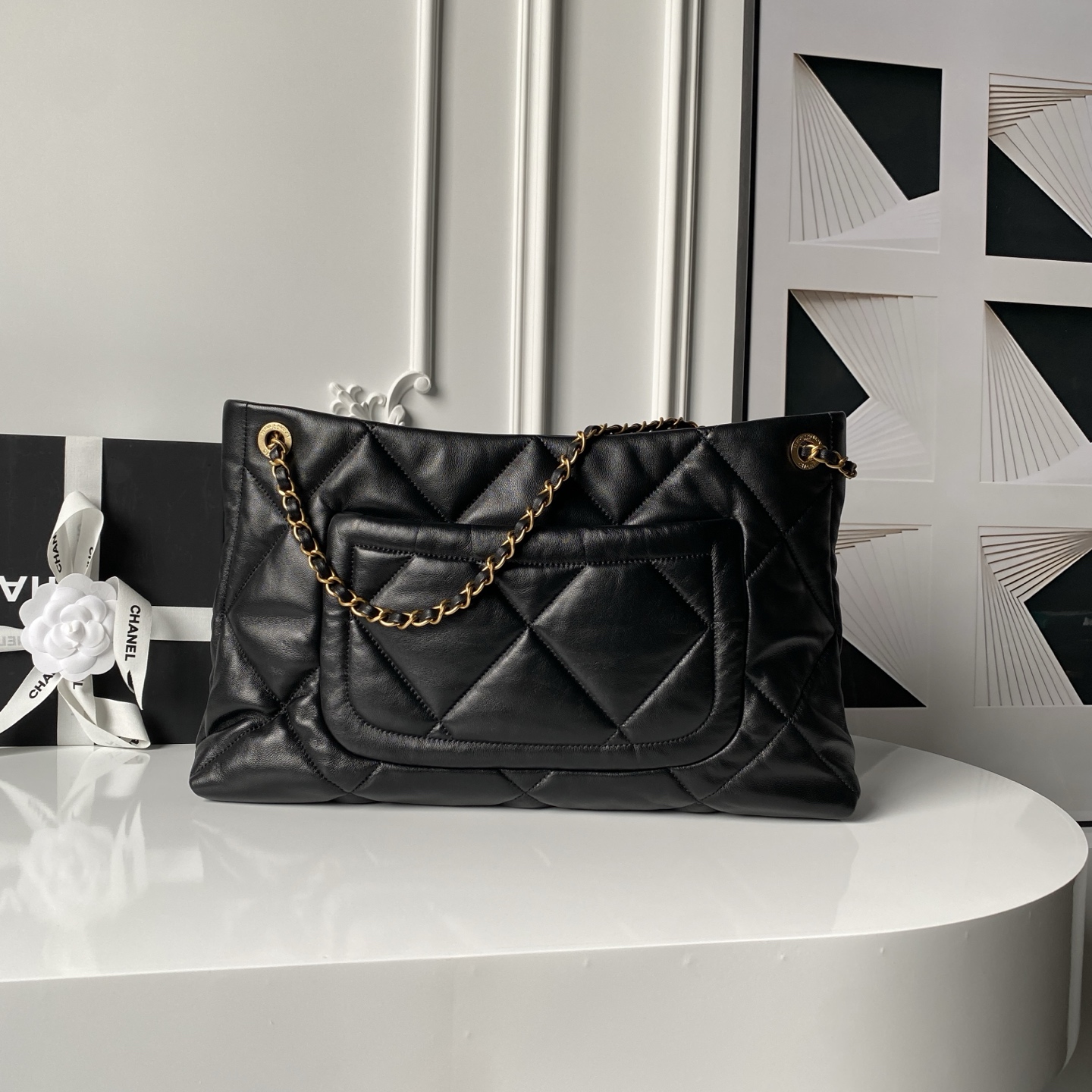 Chanel Quilted Two Pockets Tote Bag
