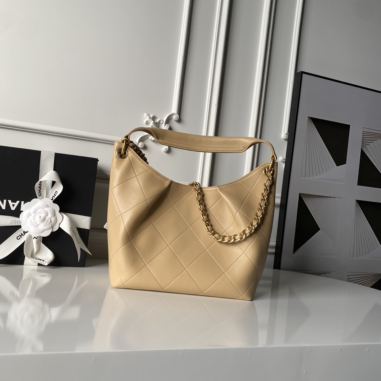 Chanel Style Leather Hobo Bag Lookbook Reference image 2