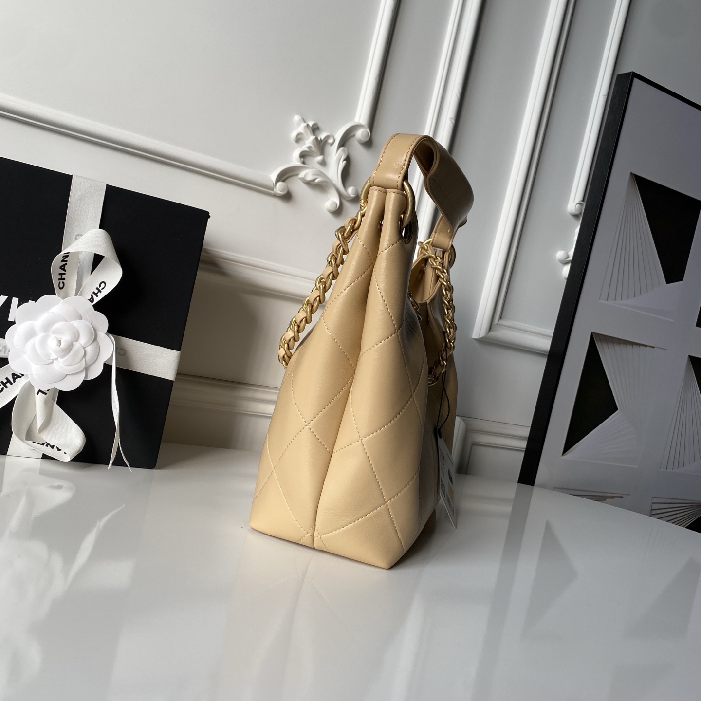 Chanel Style Leather Hobo Bag style reference detail image 5 from source 764374