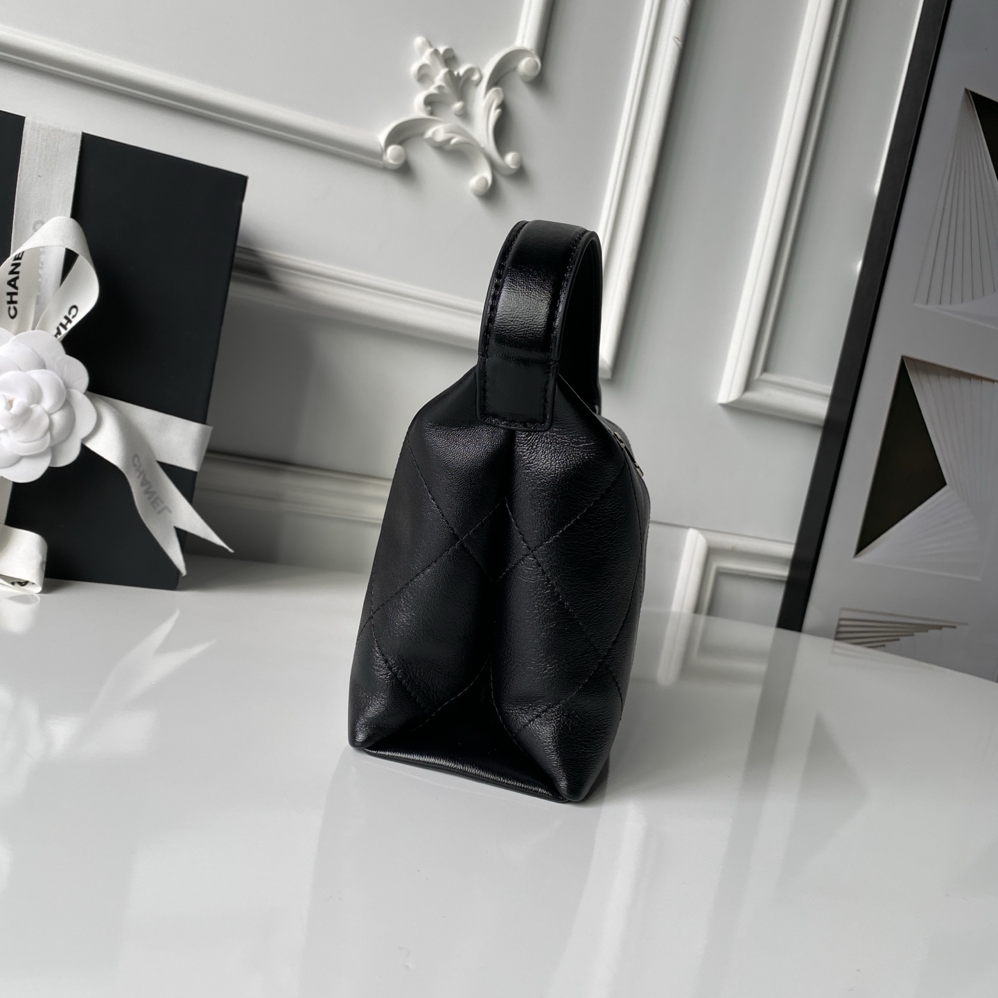 Chanel Style Black Leather Hobo Bag style reference detail image 6 from source 764385
