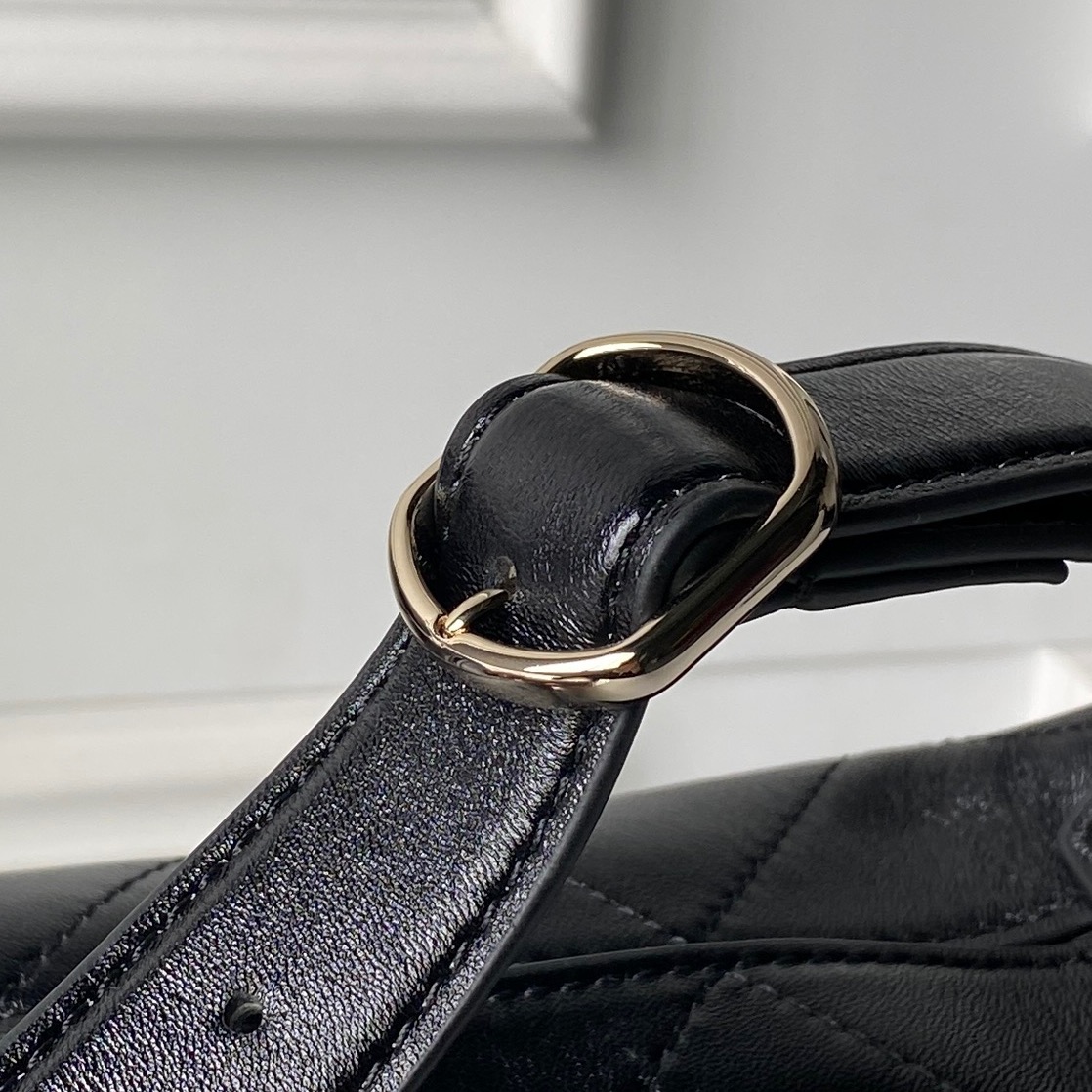 Chanel Style Black Leather Hobo Bag style reference detail image 5 from source 764385