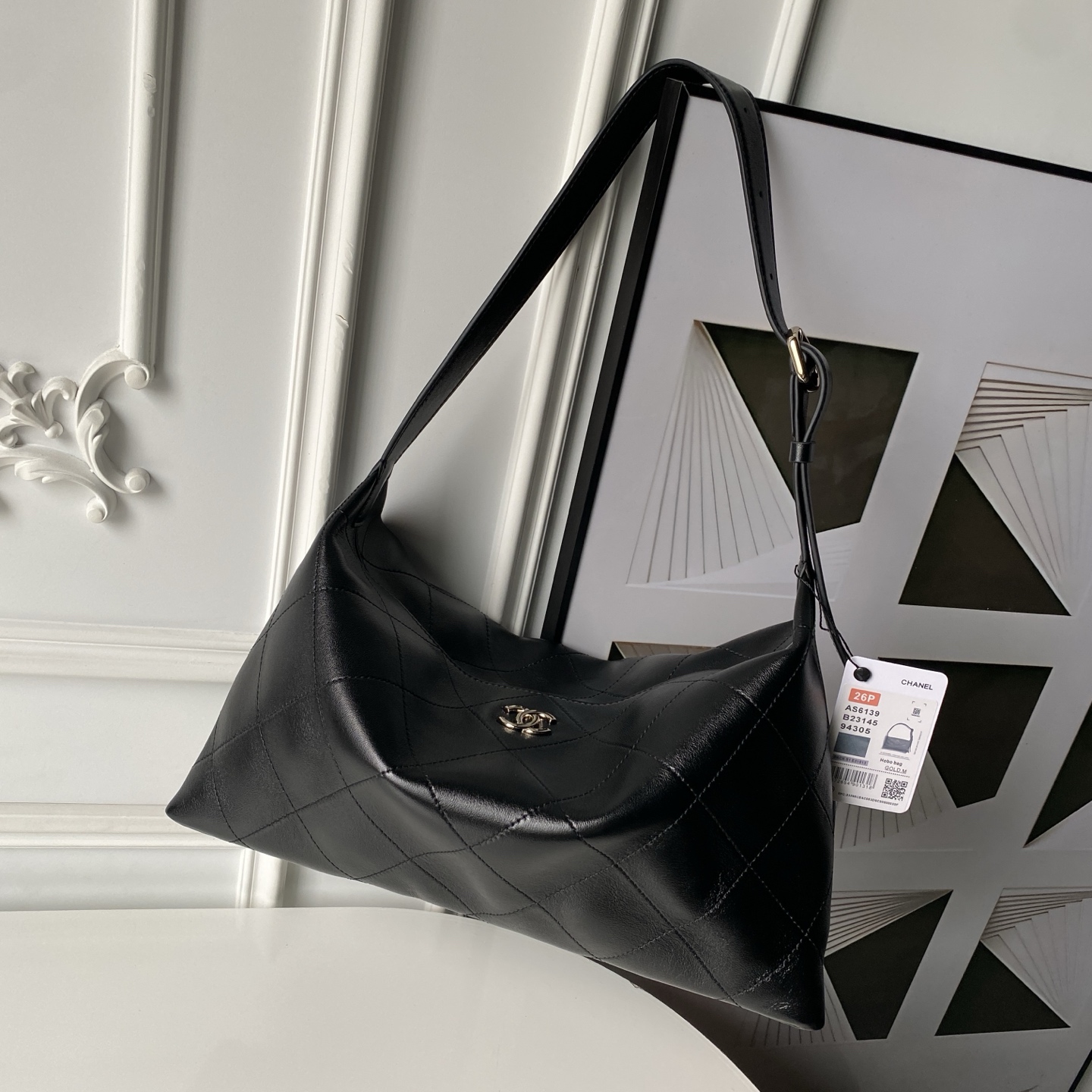Chanel Style Black Leather Hobo Bag style reference detail image 9 from source 776556
