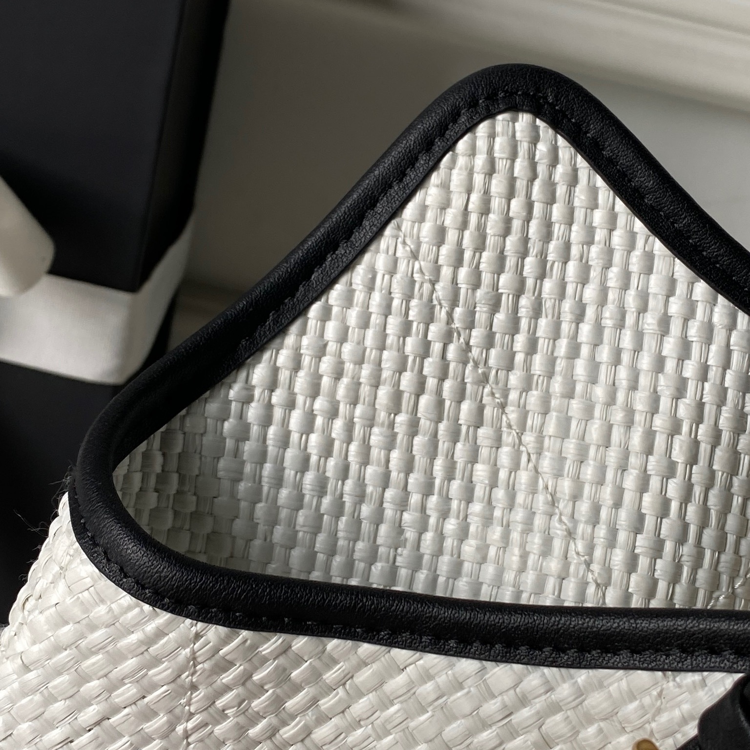 Chanel Woven Straw Leather Trim Hobo Tote Bag