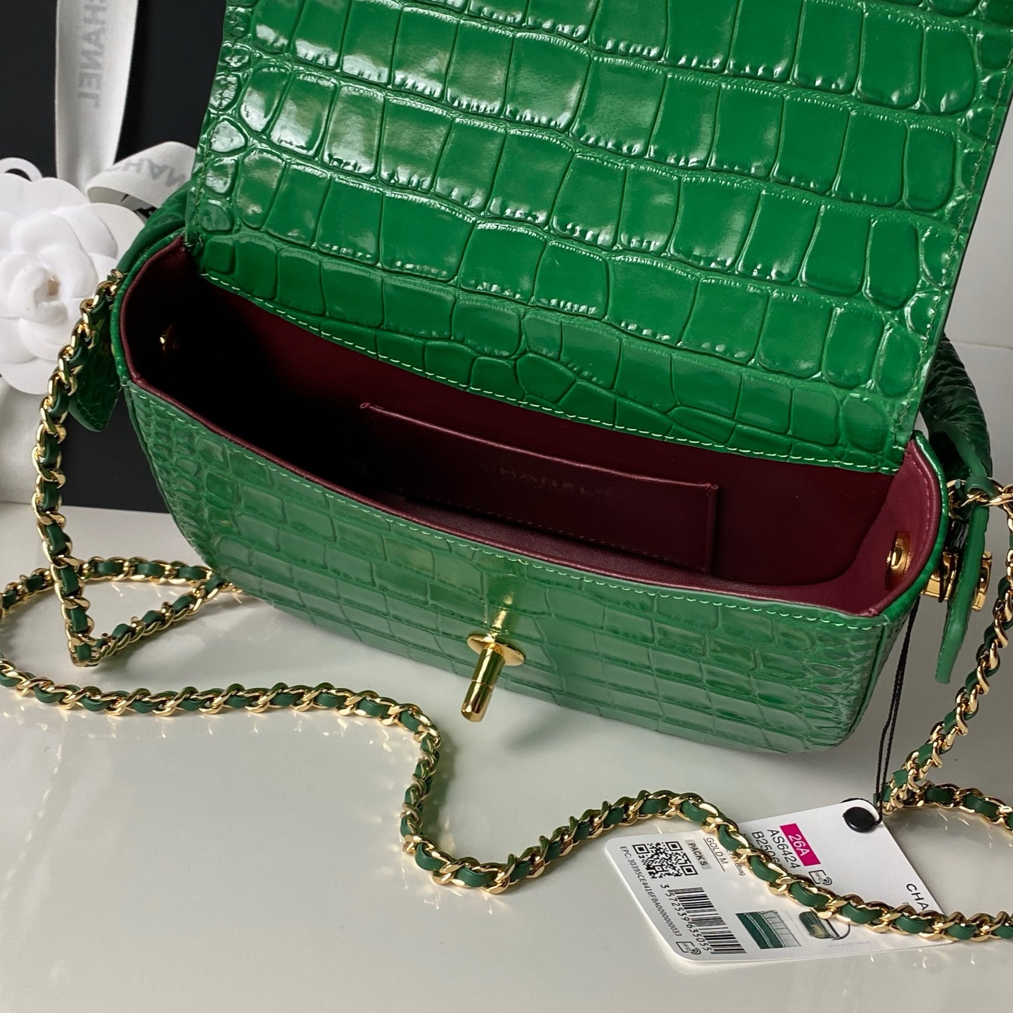 CHANEL Crocodile-Embossed Leather Top Handle bag