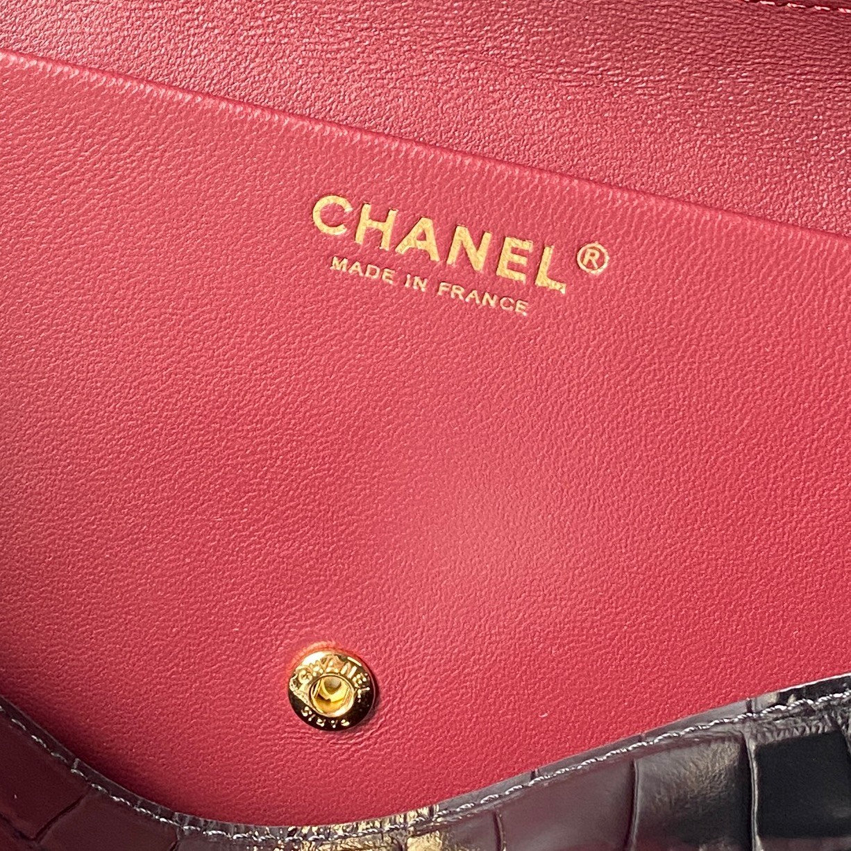 Chanel Croc Embossed Flap Baguette Bag
