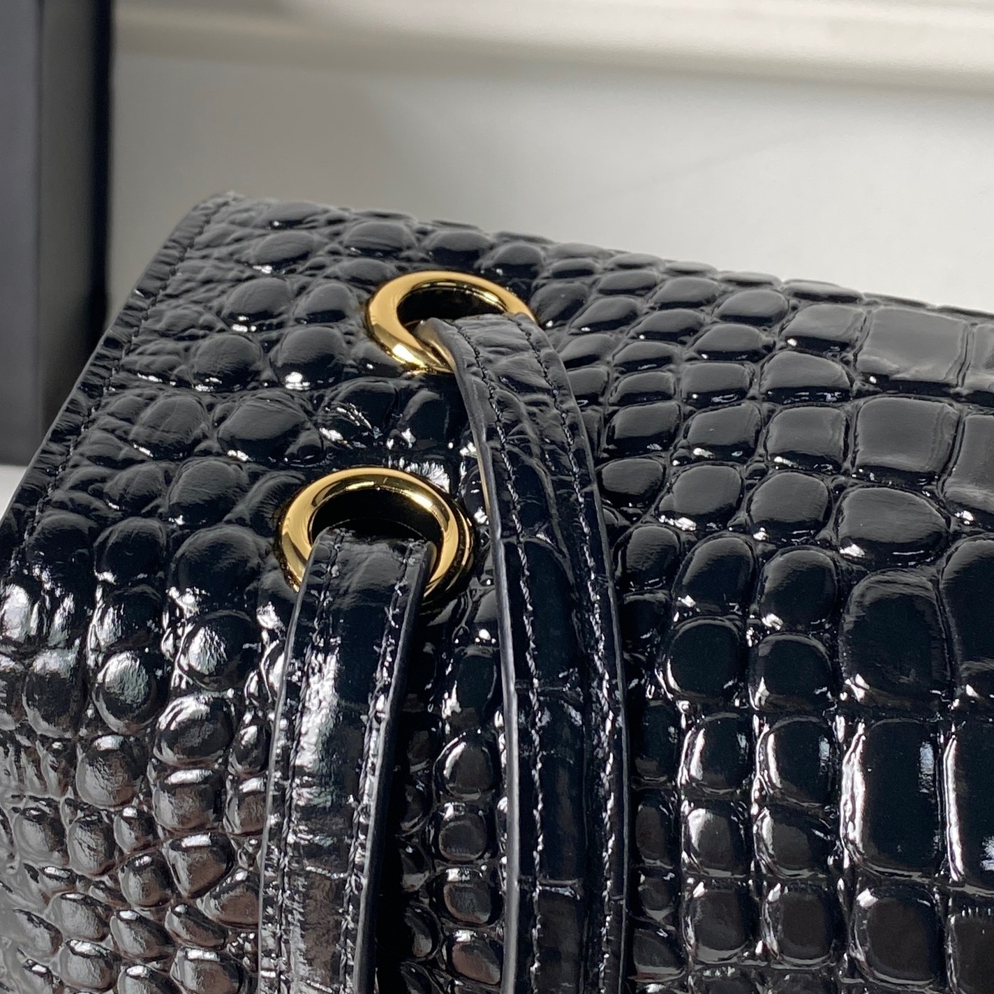 Chanel Croc Embossed Flap Baguette Bag