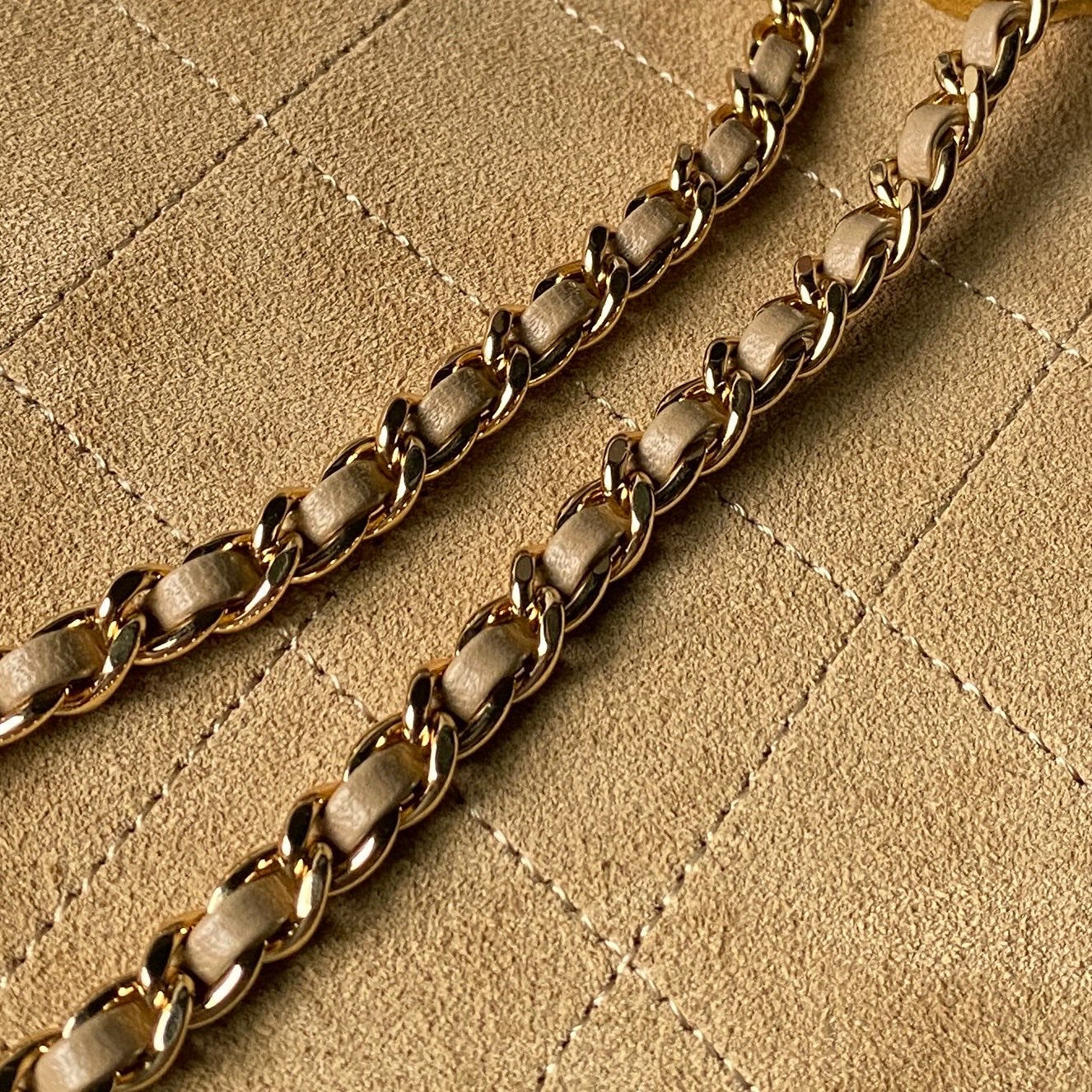 CHANEL Quilted Suede Leather Chain Shoulder Bag