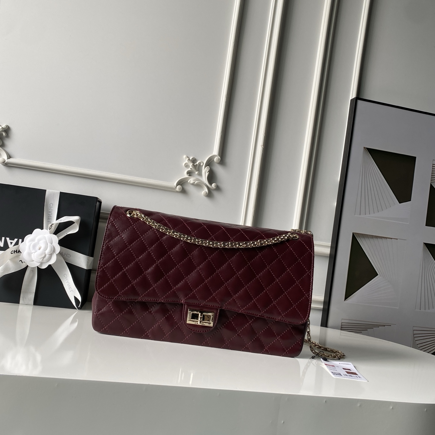 Chanel Burgundy Quilted Chain Flap Bag