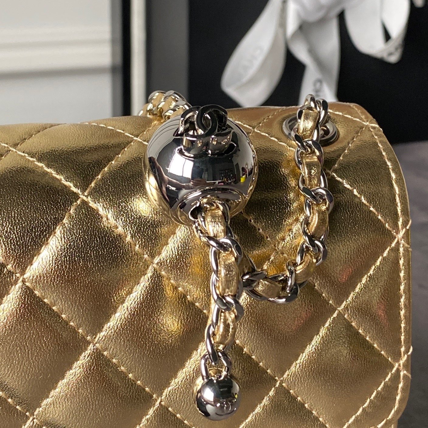 Chanel Metallic Gold Quilted Flap Bag