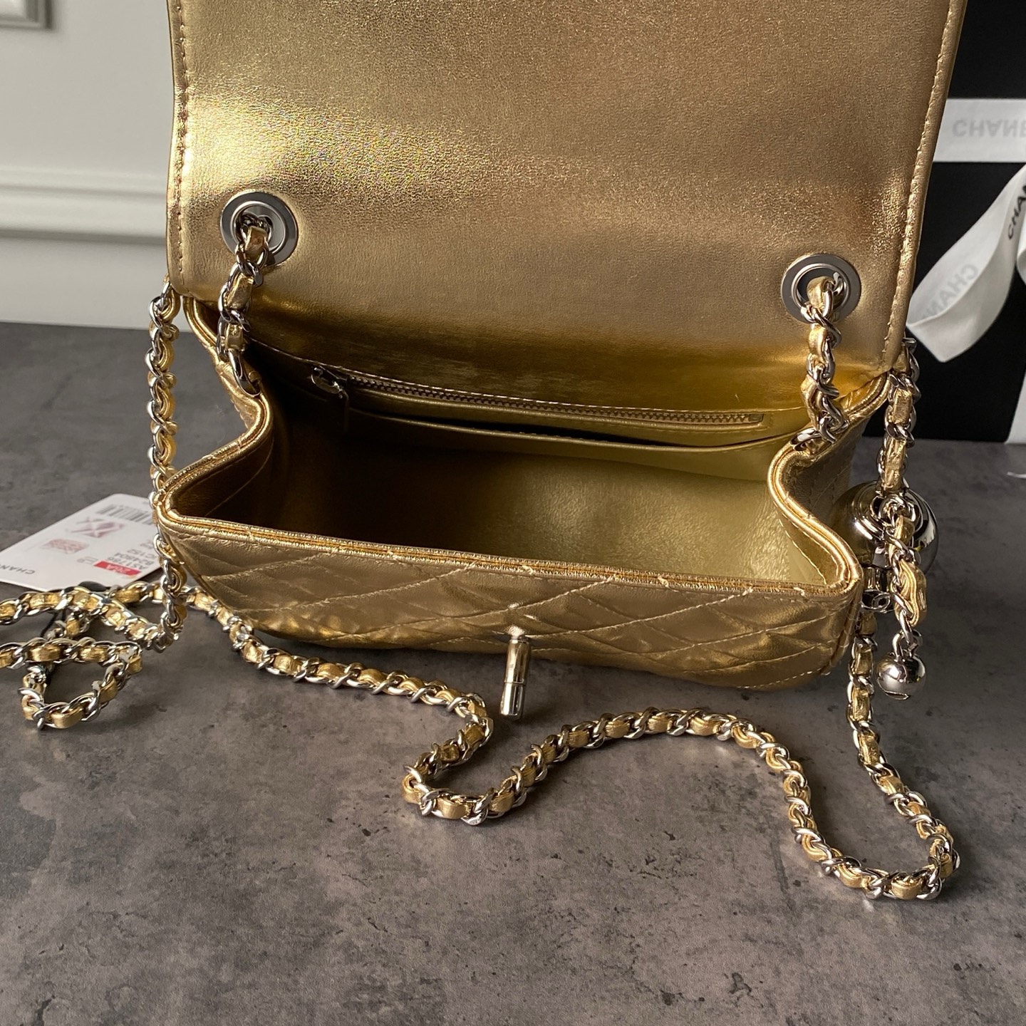 Chanel Metallic Gold Quilted Flap Bag