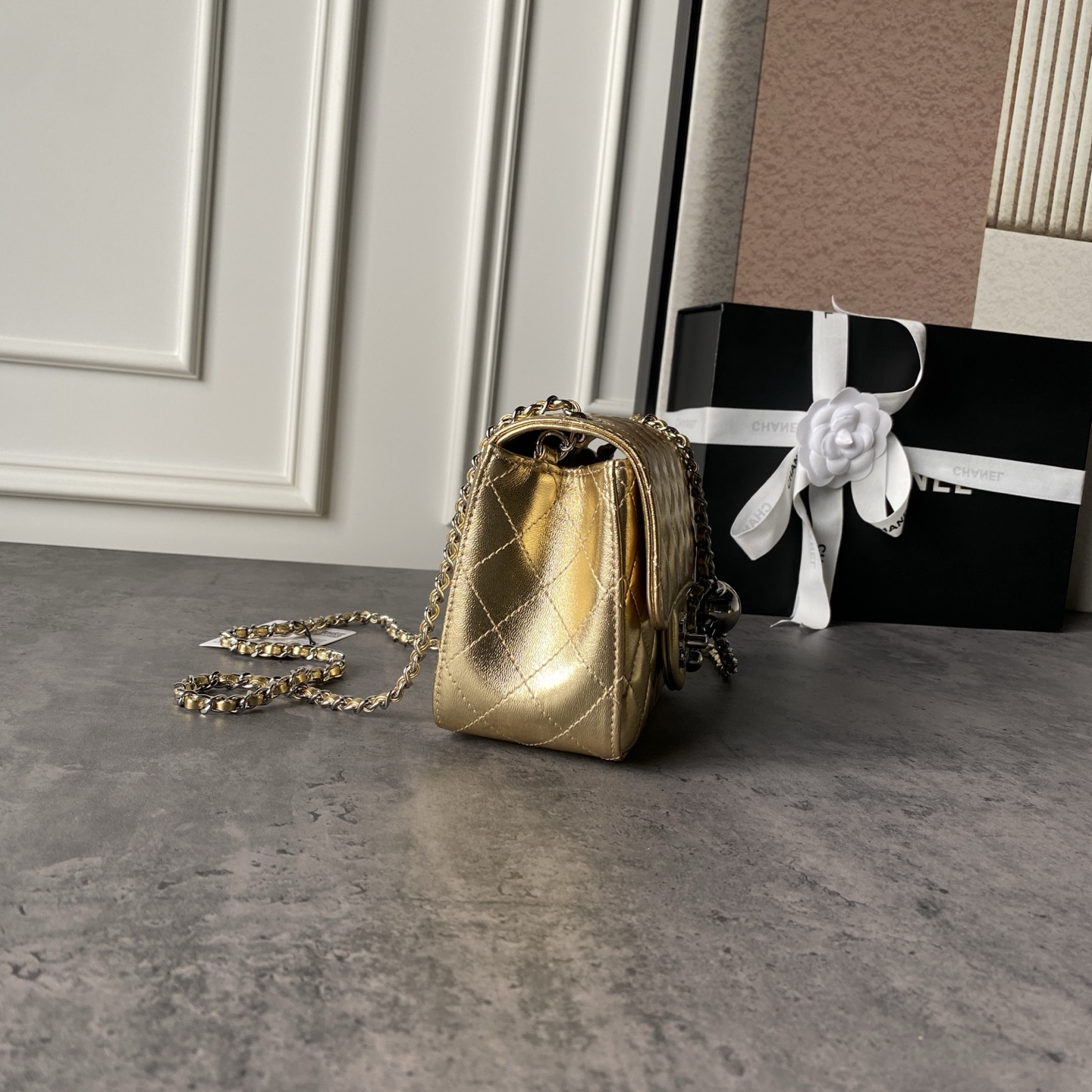 Chanel Metallic Gold Quilted Flap Bag