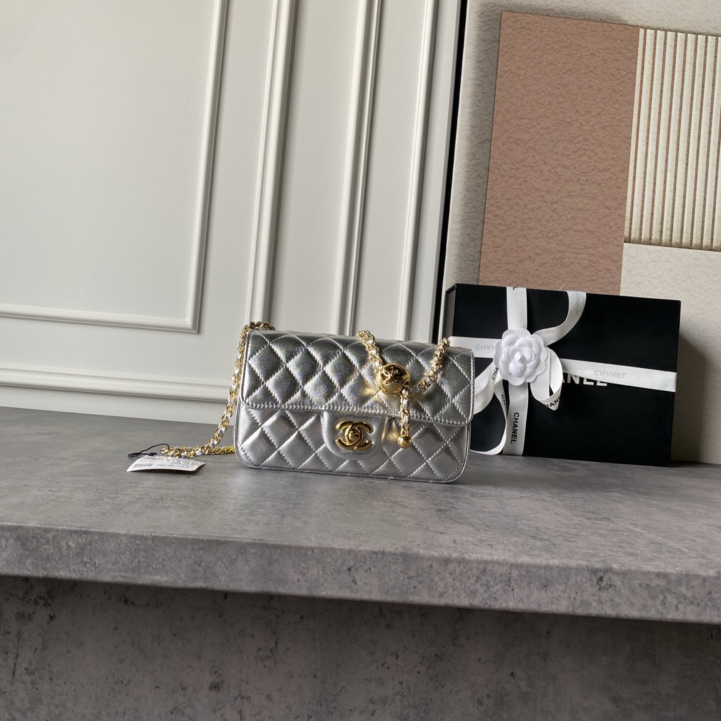 Chanel Metallic Silver Quilted Flap Bag