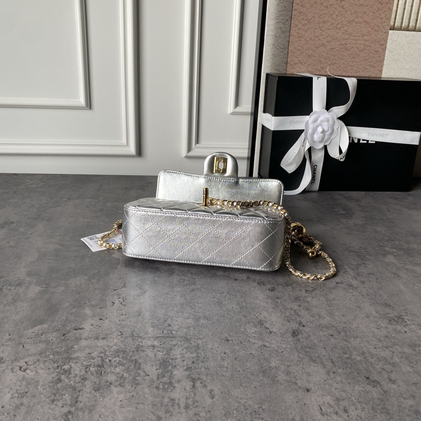 Chanel Metallic Silver Quilted Flap Bag