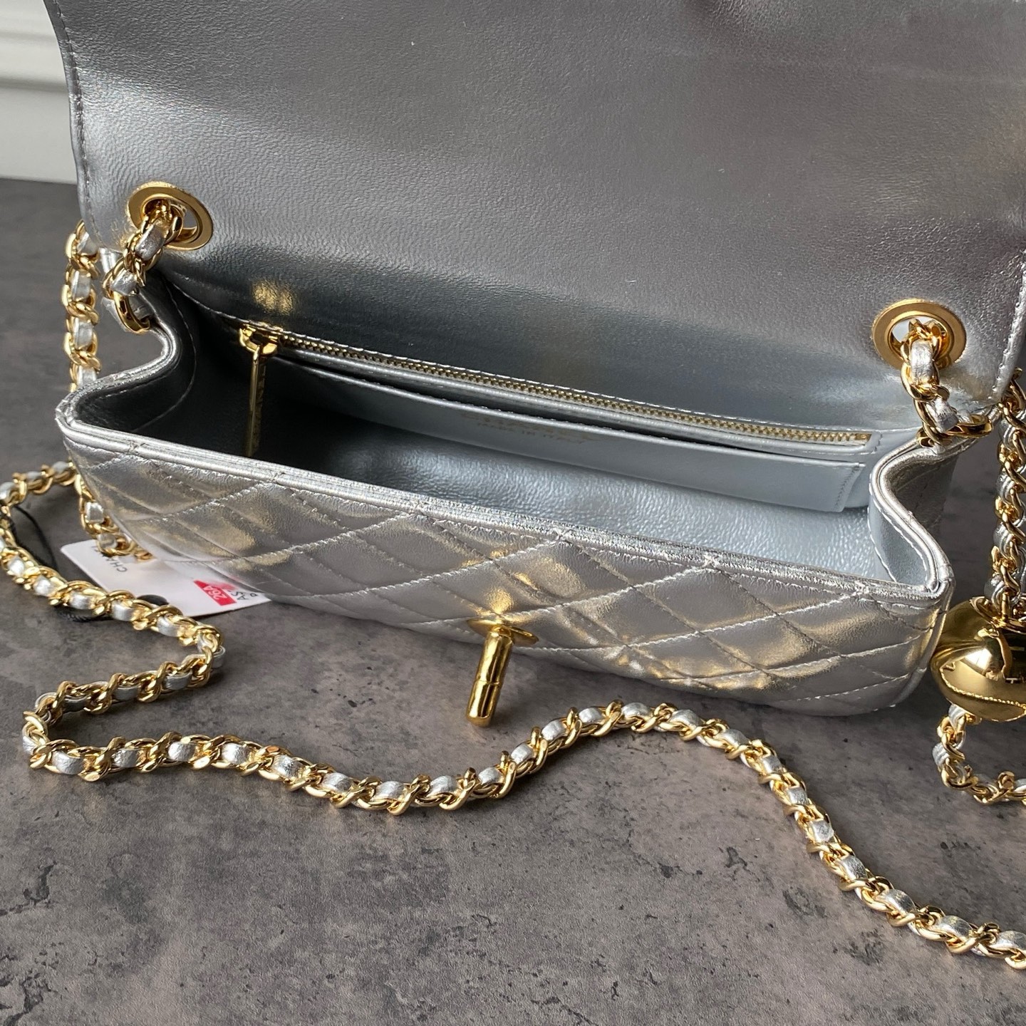 Chanel Metallic Silver Quilted Flap Bag