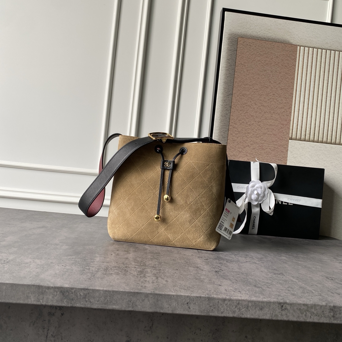 Chanel Tan Drawstring Bucket Bag