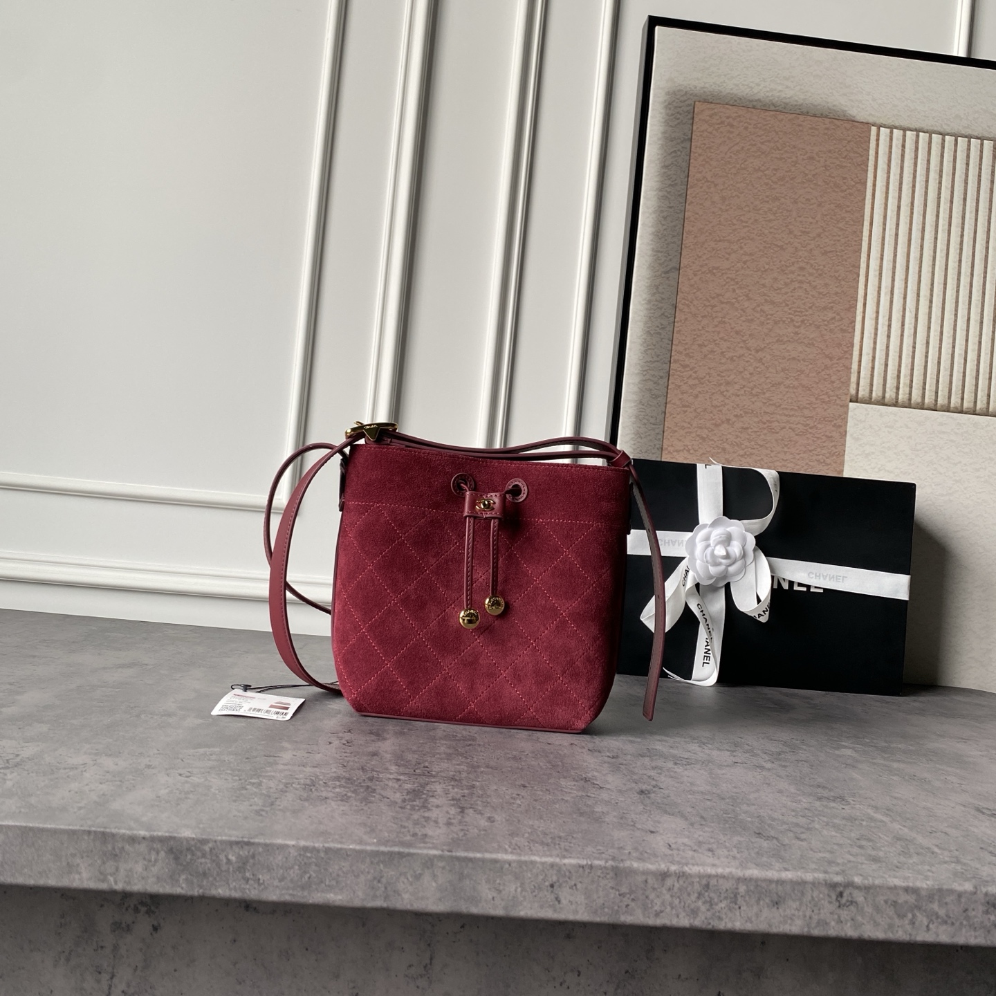 Chanel Red Quilted Drawstring Bucket Bag