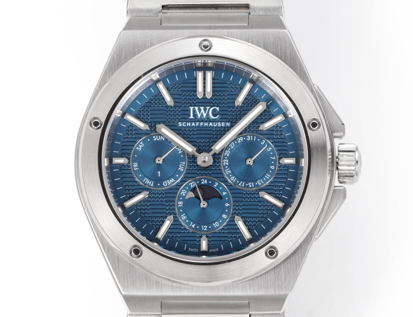 IWC Ingenieur Perpetual Calendar 41 boîtier en acier inoxydable, lunette en acier, cadran bleu, bracelet en acier 41 mm Automatique pour homme