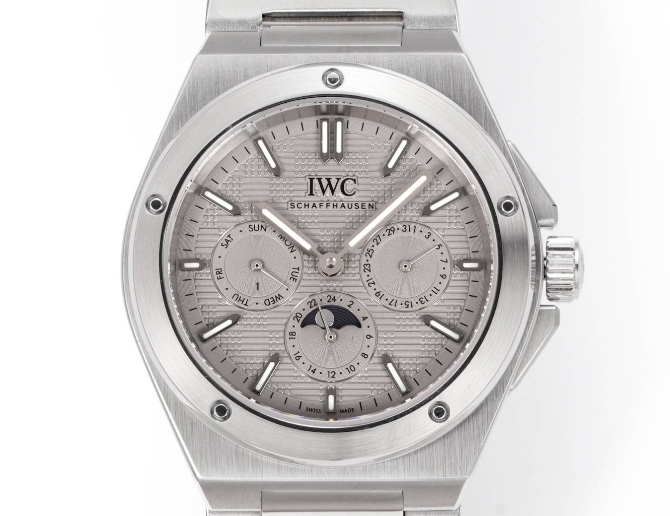 IWC Ingenieur Perpetual Calendar Digital Date-Month Silver case, bezel, and bracelet; grey dial 41mm Men's Automatic