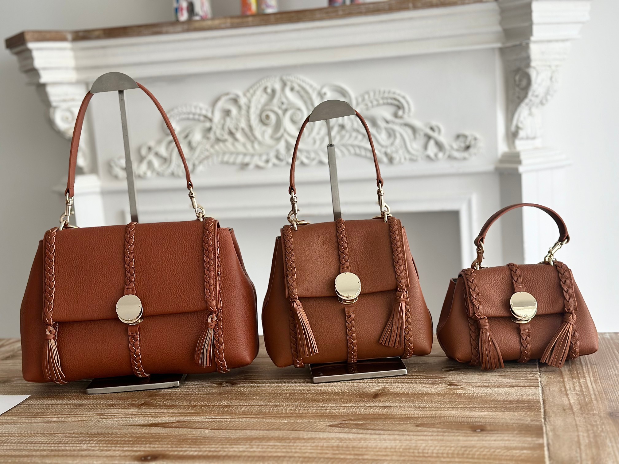 Chloé 221 large, medium and small textured leather