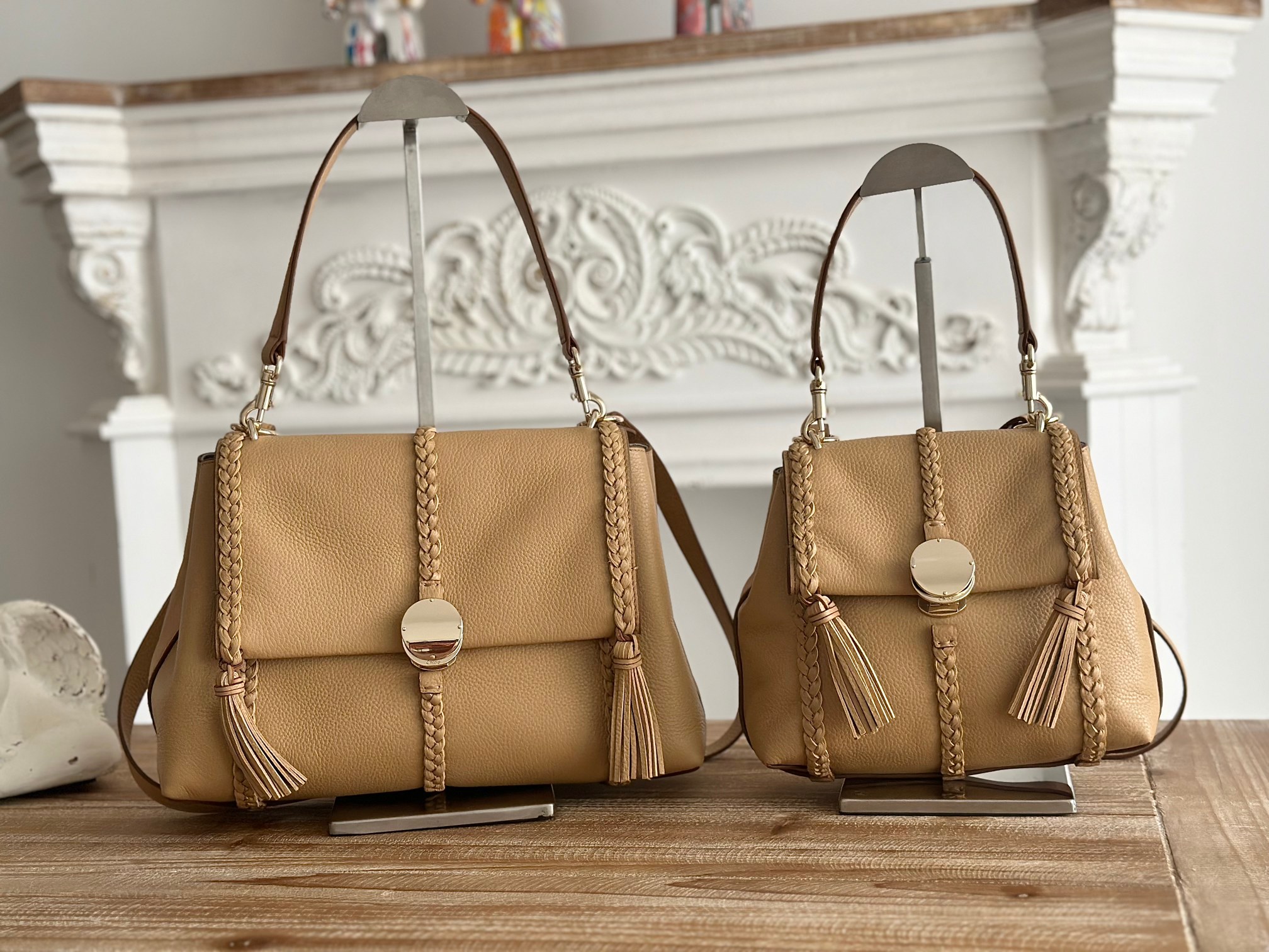 Chloé 221 large medium textured leather milk tea color