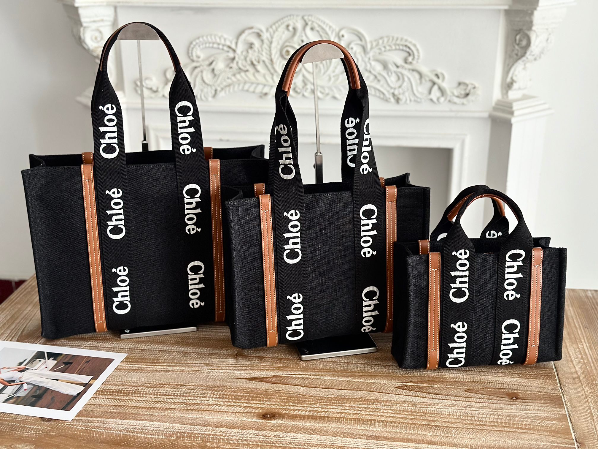 Chloé Chloe large, medium and small, cool black webbing and letter embroidery