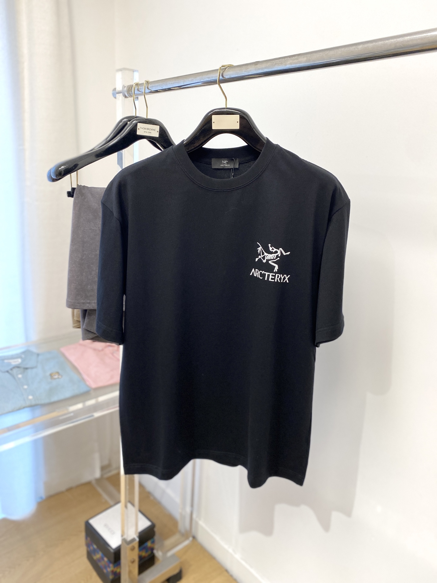 NO:161985,Archaeoptera Bird, the latest short-sleeved T-shirt in 2025, handsome and fashionable, top-grade printed pattern letter logo on the chest, simple and versatile style. Fabric cotton is not only crisp, maintains a fashionable silhouette, but also comfortable to wear, and the yarn is more delicate, the number M-XXL, arc'teryx, T-shirt,tees, t-shirt, alexander wang19860909始祖鸟、2025最新款短袖T恤,帅气时尚,胸前顶级印花图案字母logo,简约百搭款.面料棉 不仅挺括,保持潮流的廓形,又穿着舒适,纱织更细腻,码数M-XXL,arc'teryx,T-shirt,tees，t-shirt,alexander wang,Men's clothing