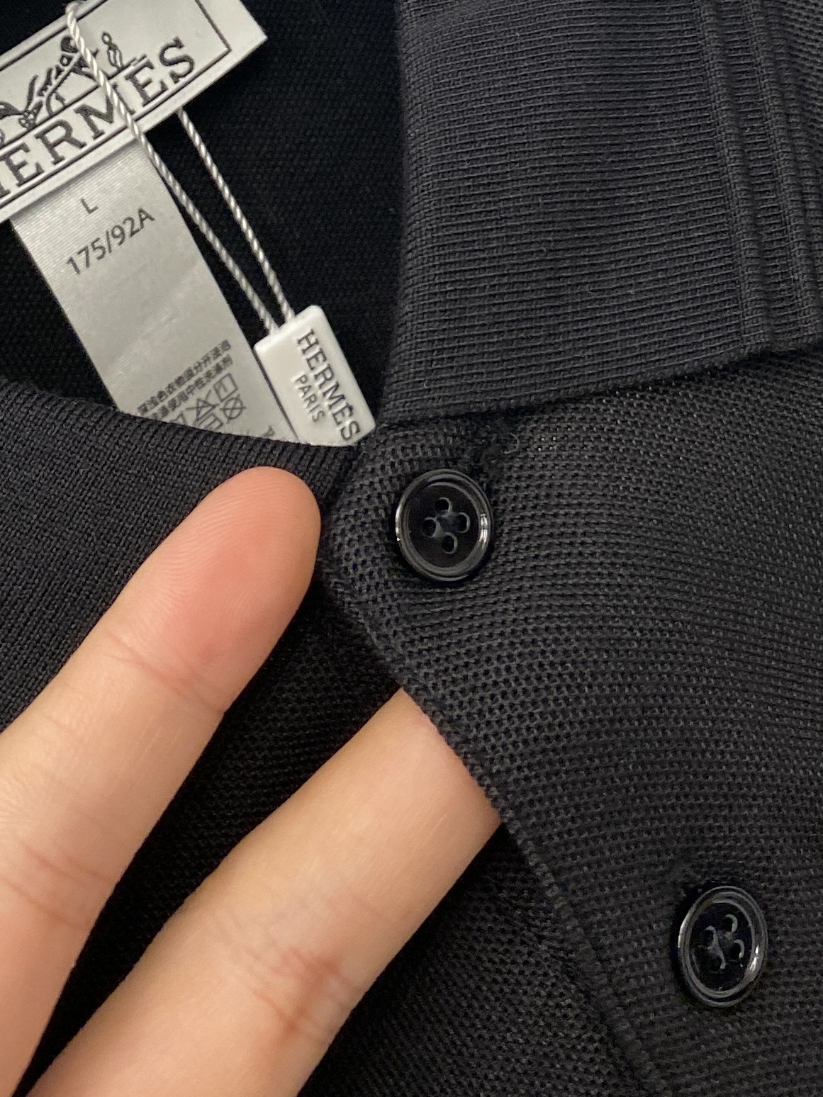 Hermes Men's Black Short Sleeve Polo Shirt with Embroidered Logo 6 i1750326982450 2519 0 4