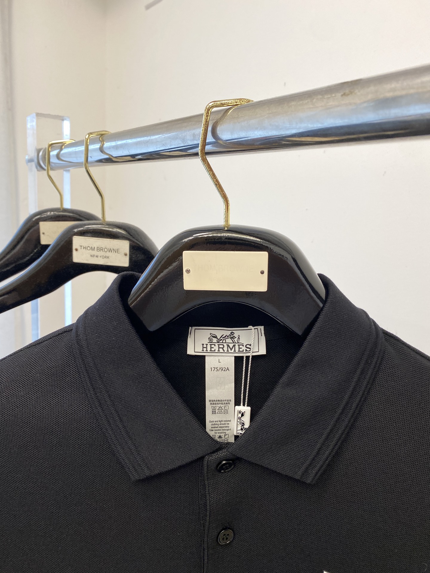 Hermes Men's Black Short Sleeve Polo Shirt with Embroidered Logo 3 i1750326984306 419 0 1