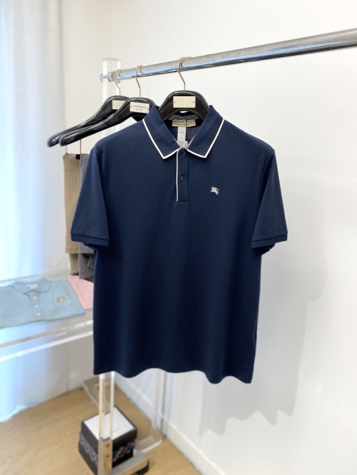 Burberry Men's Navy Blue Cotton Polo Shirt with Embroidered Logo 1 Burberry Men's Navy Blue Cotton Polo Shirt with Embroidered Logo