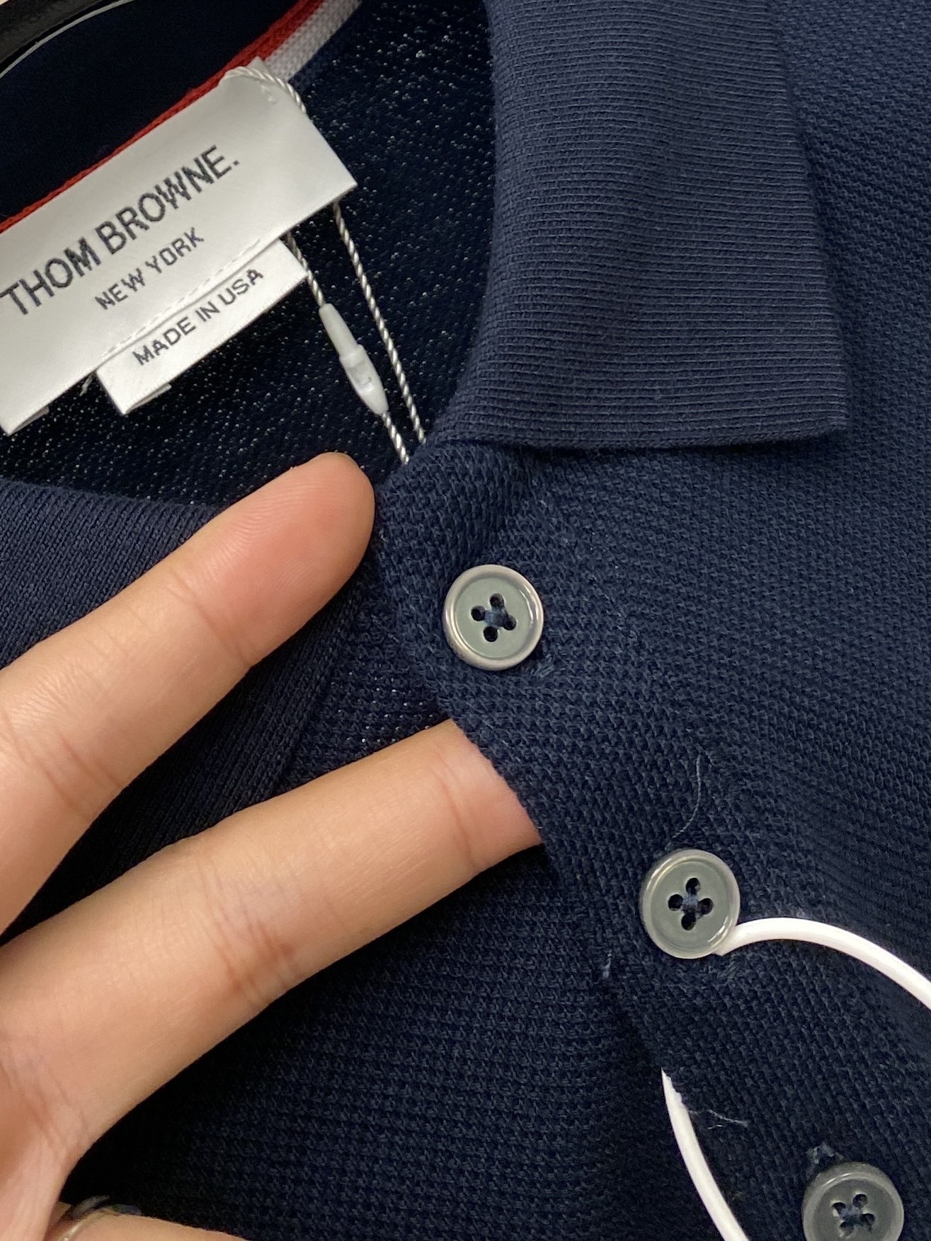 Thom Browne Women's Navy Cotton Polo Shirt with 4-Bar Arm Detailing 6 i1755252276142 649 0 4
