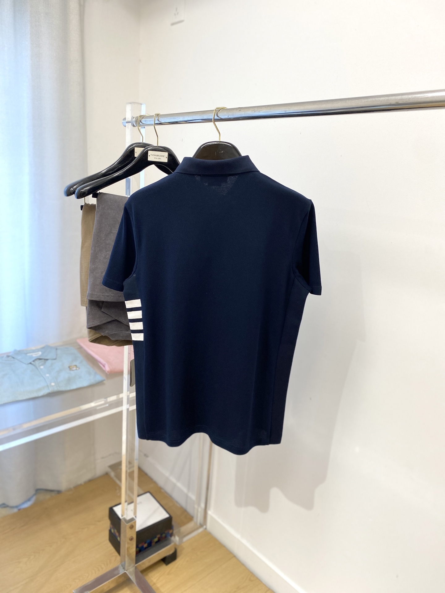 Thom Browne Women's Navy Cotton Polo Shirt with 4-Bar Arm Detailing 10 i1755252276554 2405 0 8