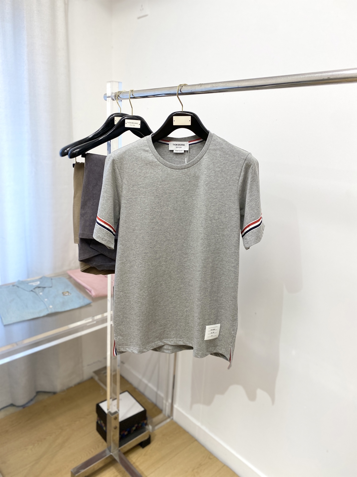Thom Browne Women's Cotton Short Sleeve T-Shirt with Arm Stripes