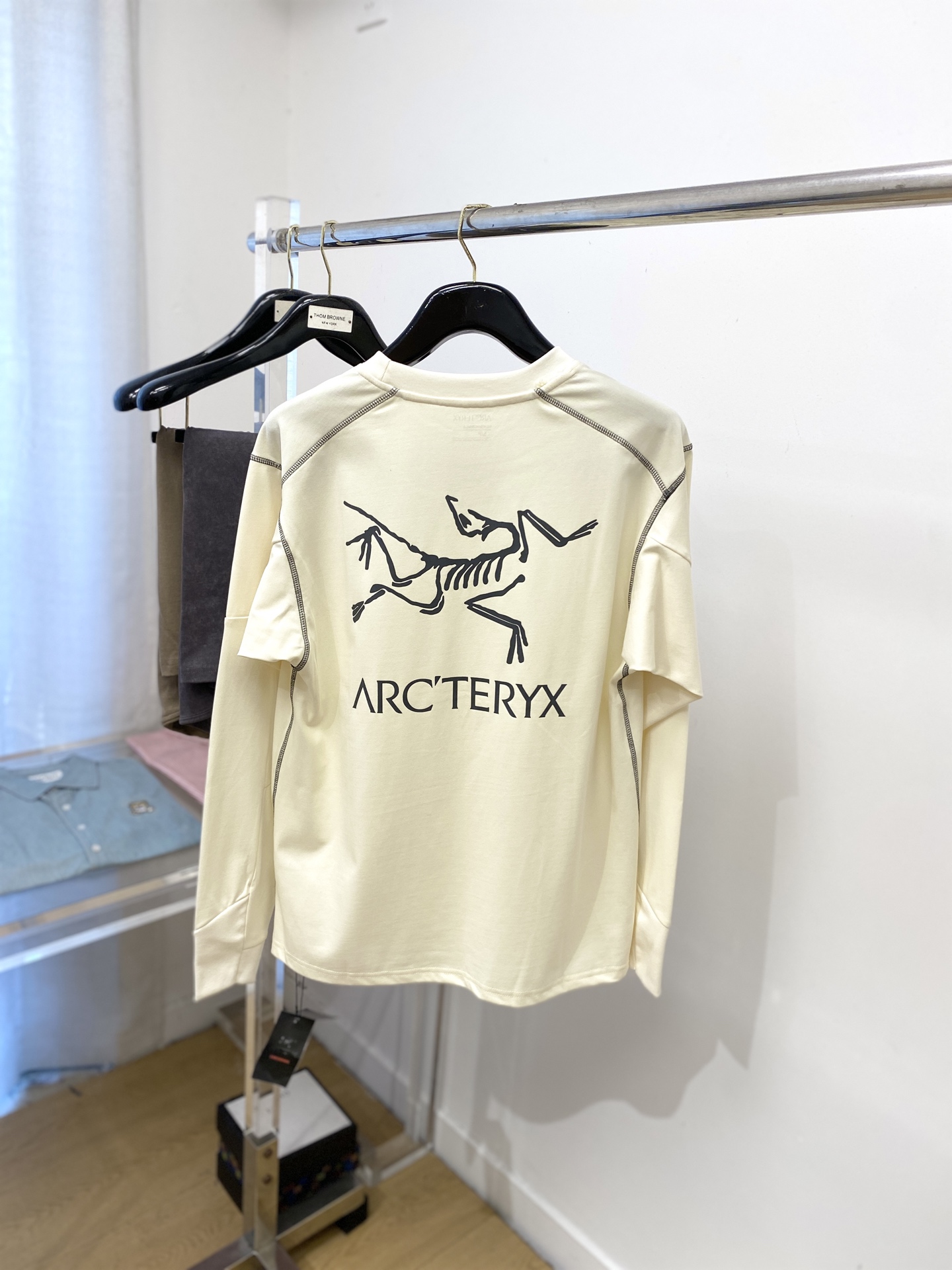 始祖鸟、2025新品长袖卫衣，帅气时尚，简约百搭款。袖口顶级印花字母logo，面料棉 不仅挺括，保持潮流