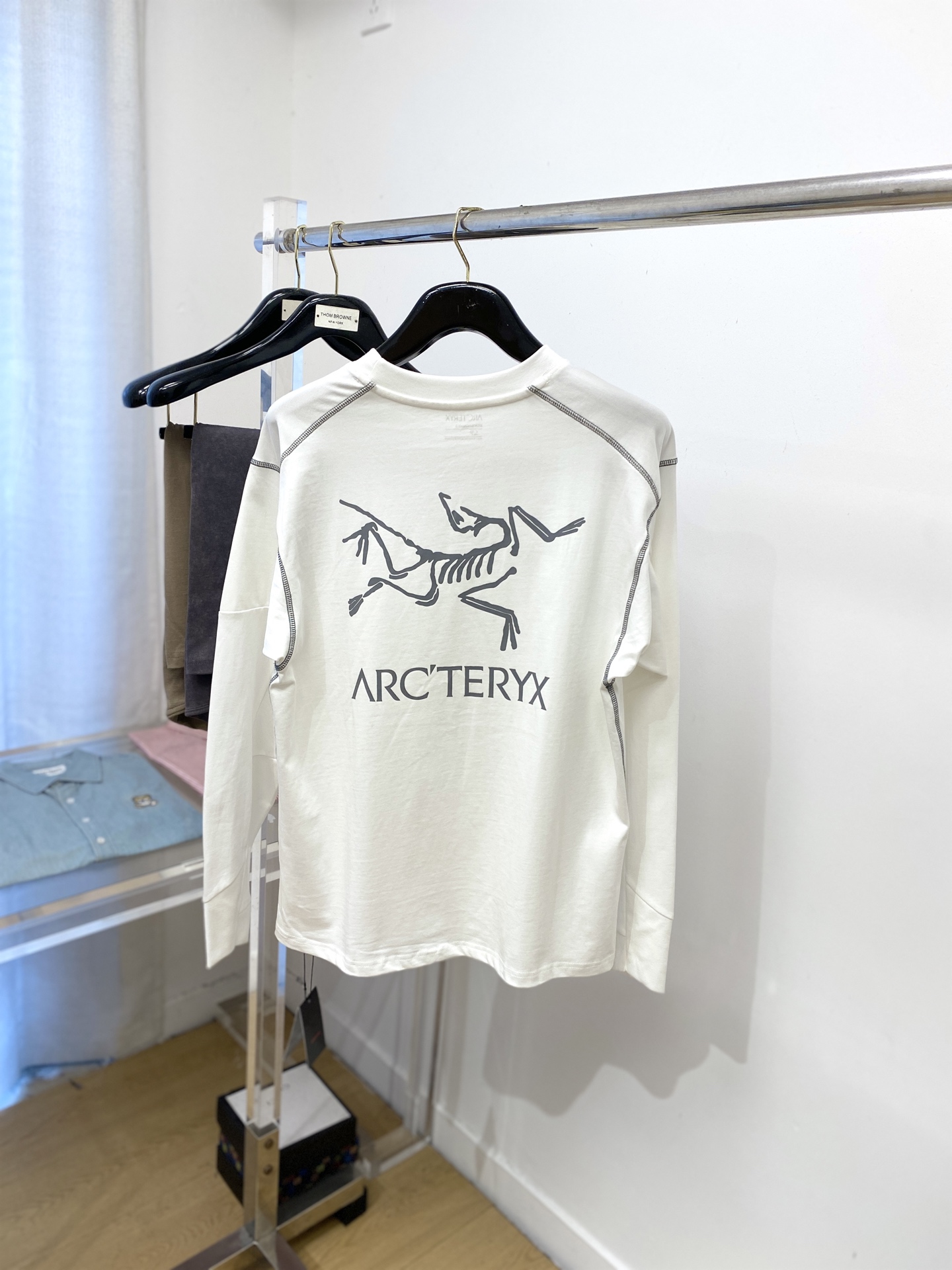 始祖鸟、2025新品长袖卫衣，帅气时尚，简约百搭款。袖口顶级印花字母logo，面料棉 不仅挺括，保持潮流