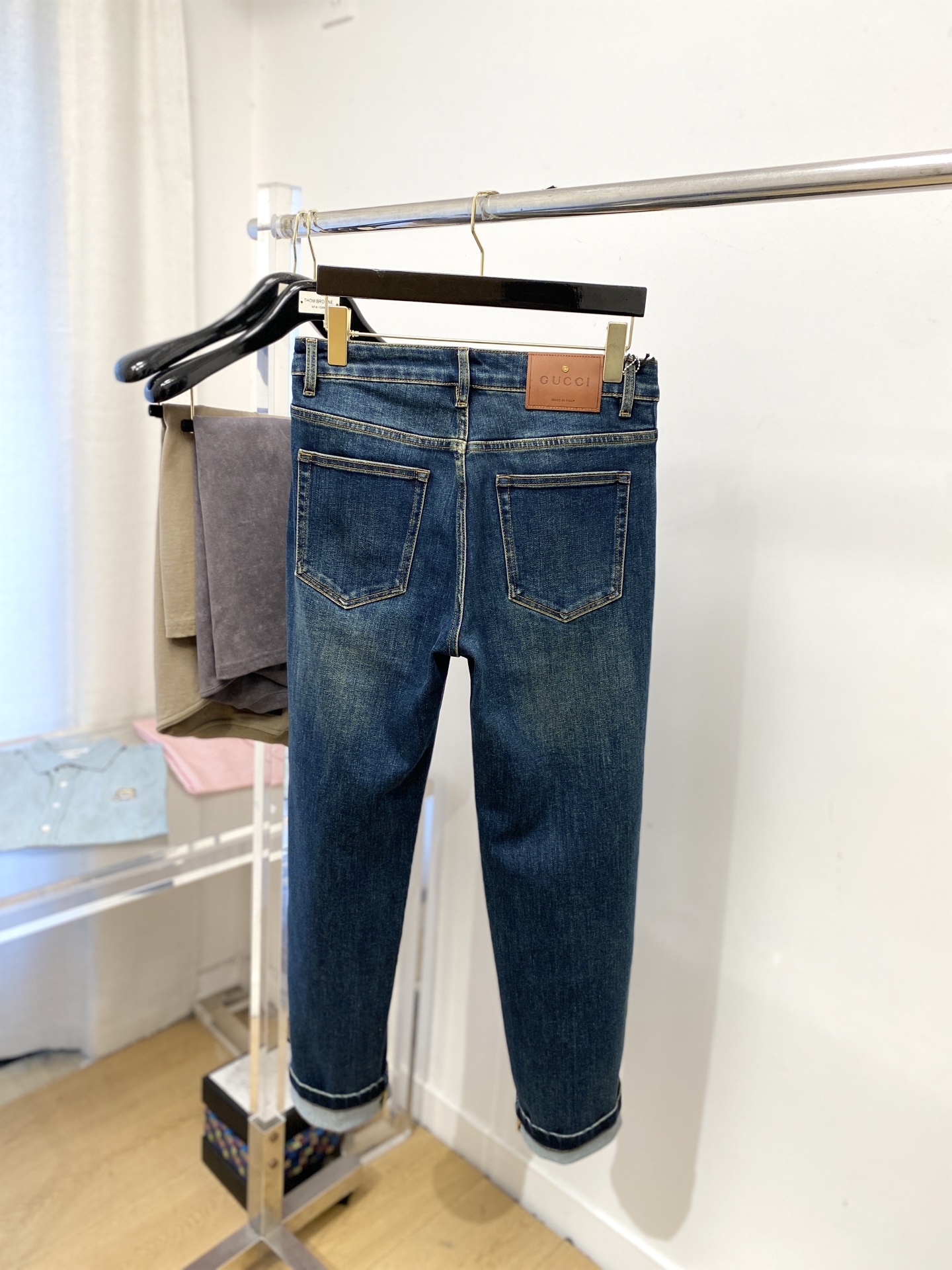 支持年后退换！ 古奇、 2025最新品，专柜同步有售，原单狠货，水洗休闲牛仔裤，进口原版水洗弹力面料，舒