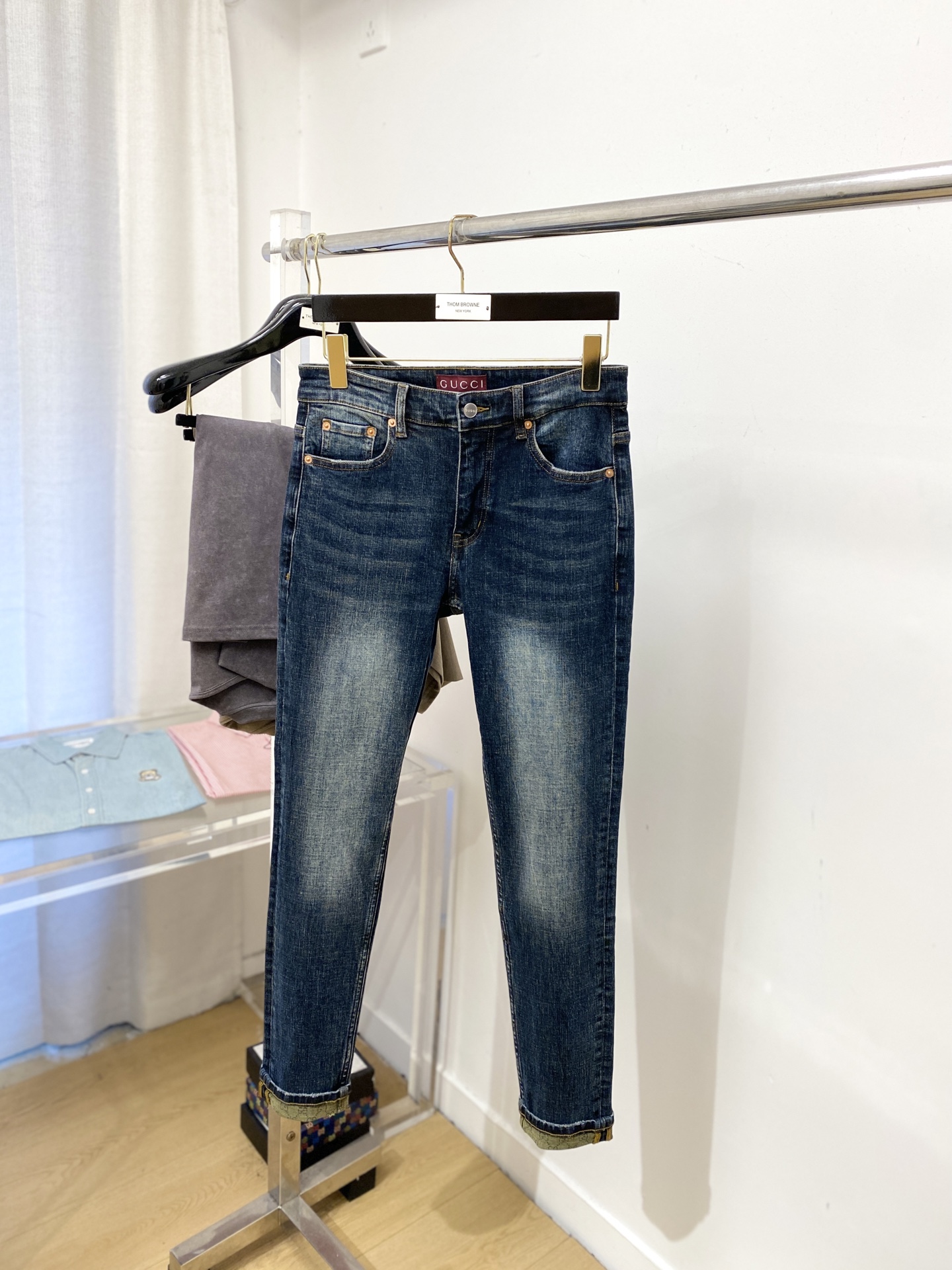 古奇、2025最新品，专柜同步有售，原单狠货，水洗休闲牛仔裤，进口原版水洗弹力面料，舒适有弹性，原版五金