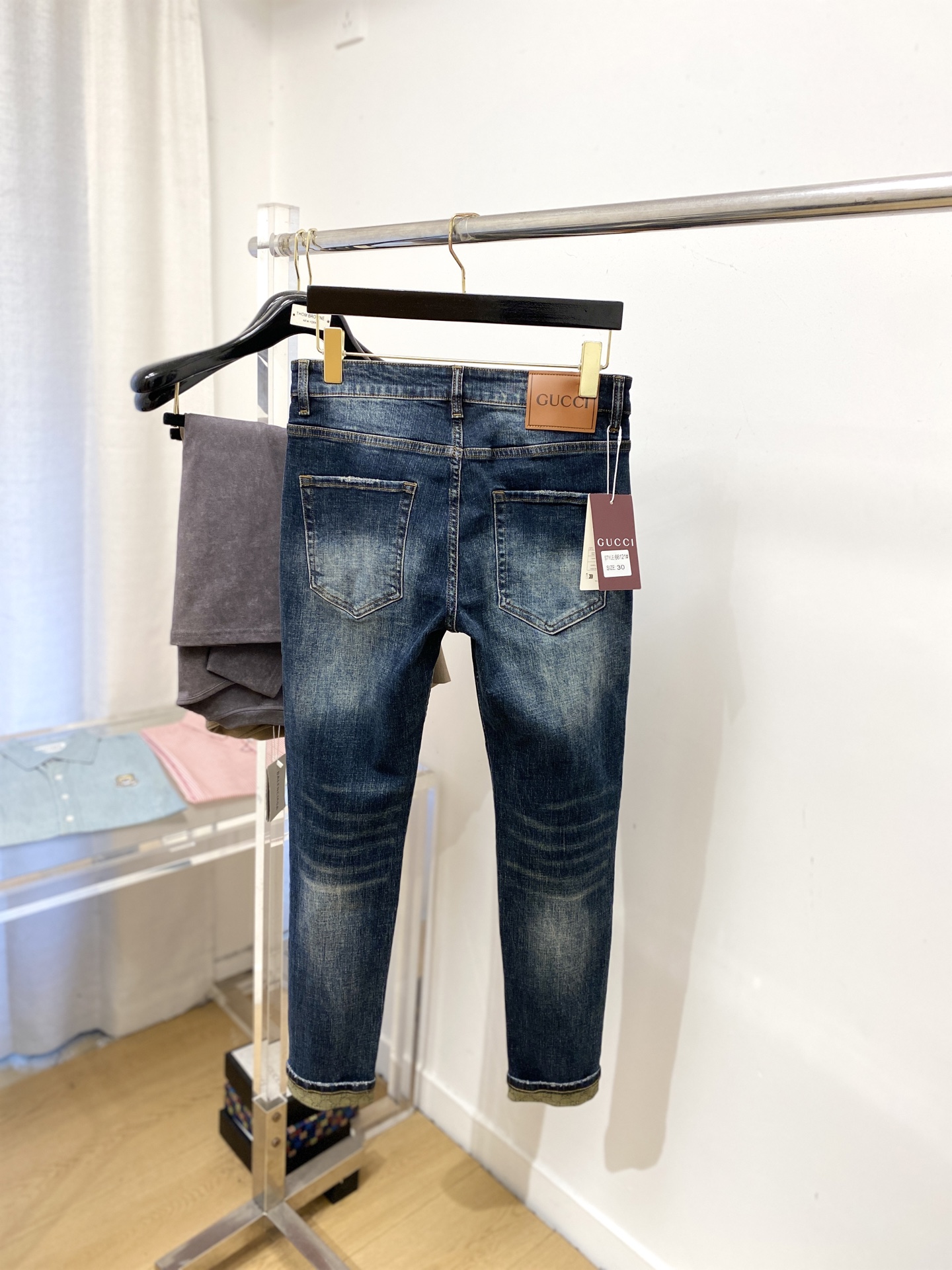 古奇、2025最新品，专柜同步有售，原单狠货，水洗休闲牛仔裤，进口原版水洗弹力面料，舒适有弹性，原版五金