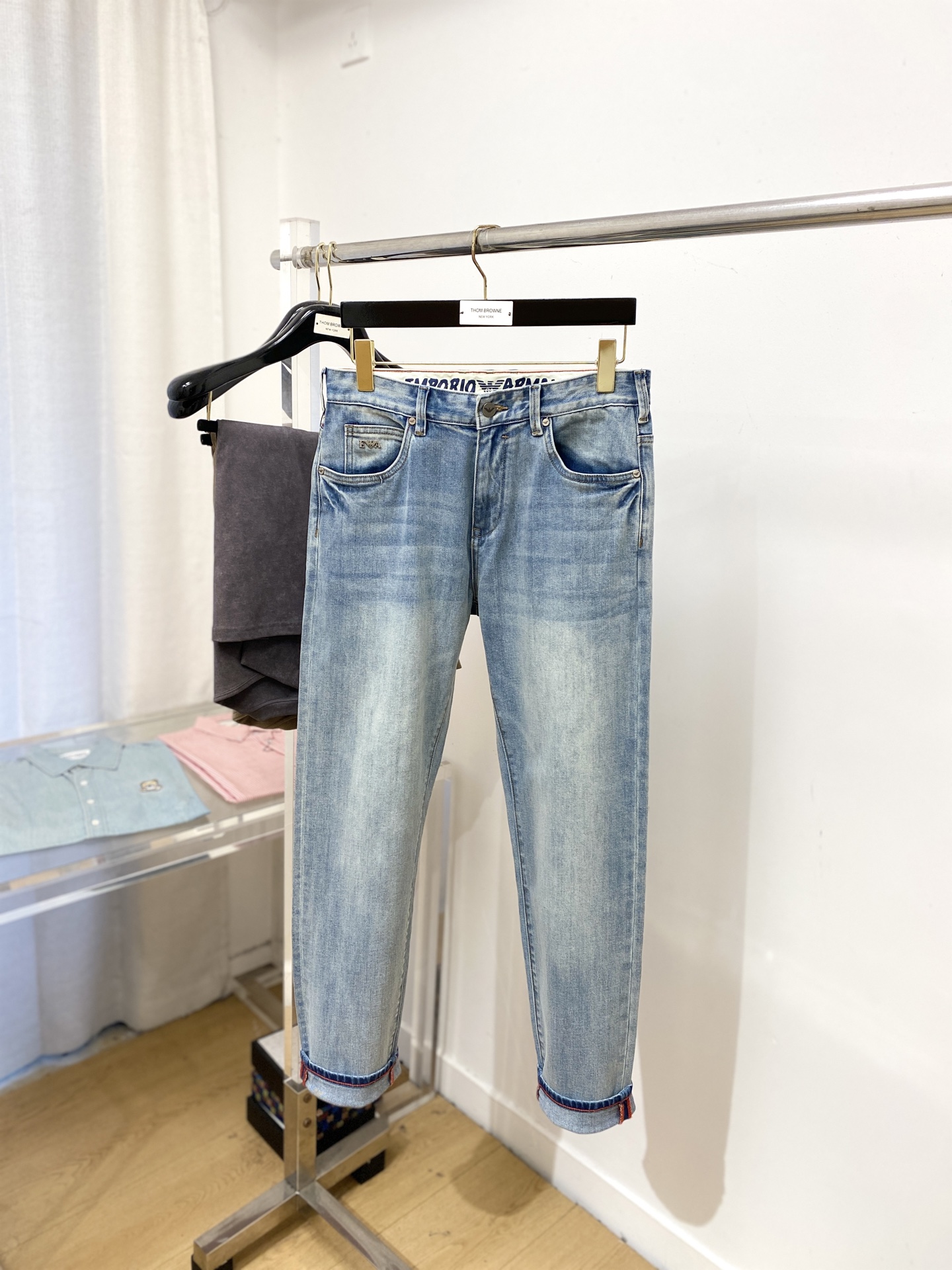 阿玛尼、2025最新品，专柜同步有售，原单狠货，水洗休闲牛仔裤，进口原版水洗弹力面料，舒适有弹性，原版五