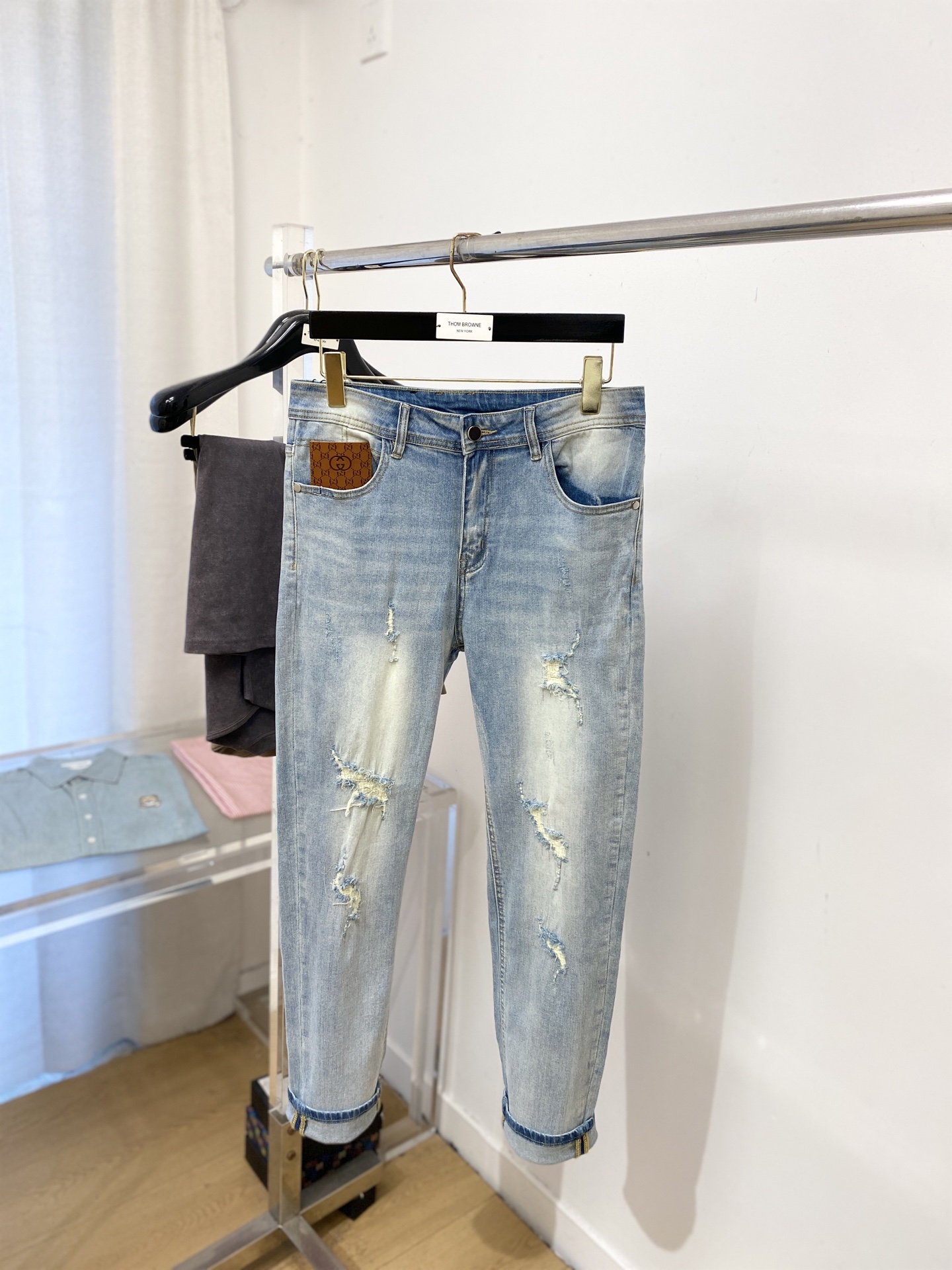 古奇、2025最新品，专柜同步有售，原单狠货，水洗休闲牛仔裤，进口原版水洗弹力面料，舒适有弹性，原版五金