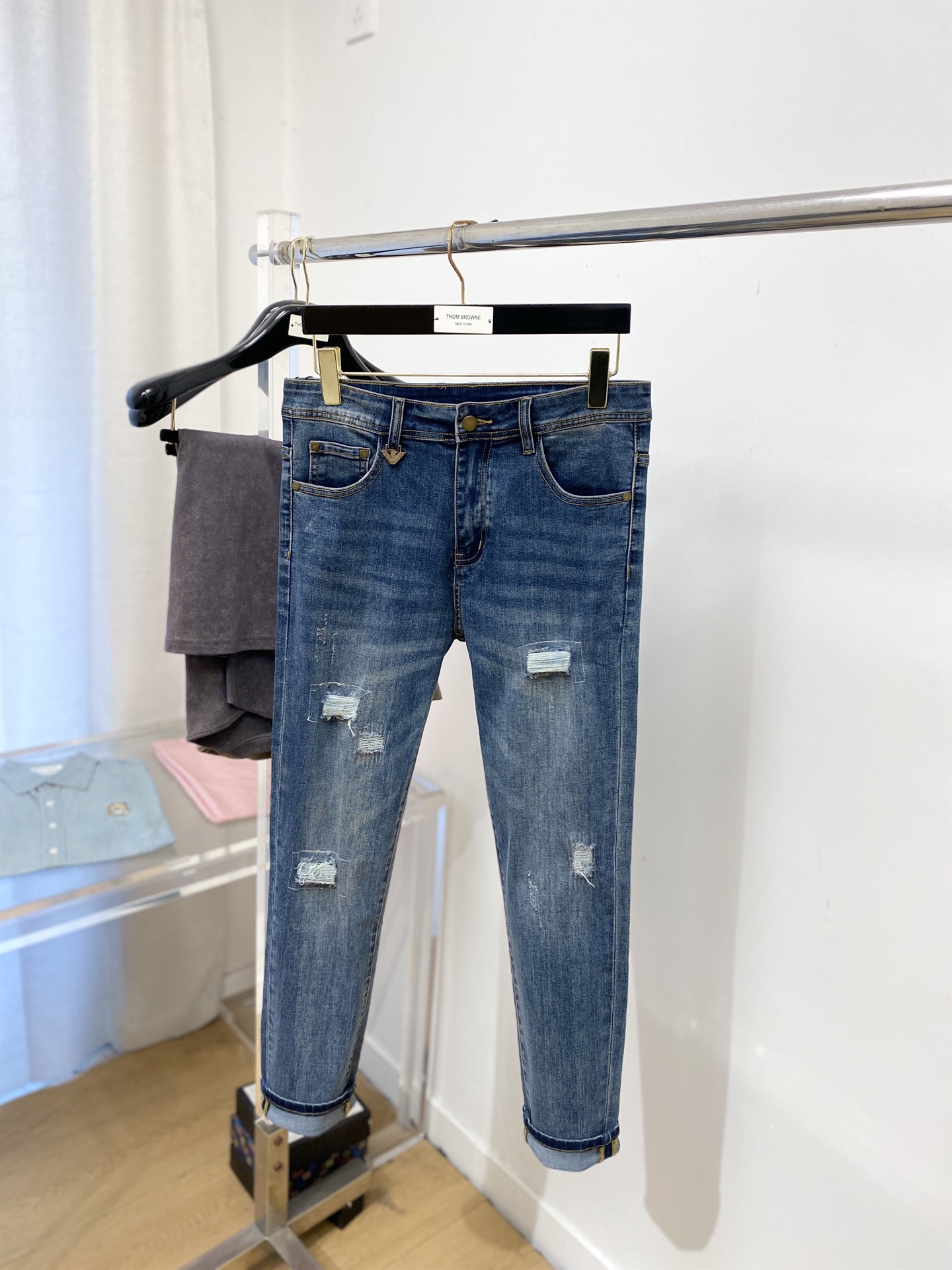 阿玛尼、2025最新品，专柜同步有售，原单狠货，水洗休闲牛仔裤，进口原版水洗弹力面料，舒适有弹性，原版五