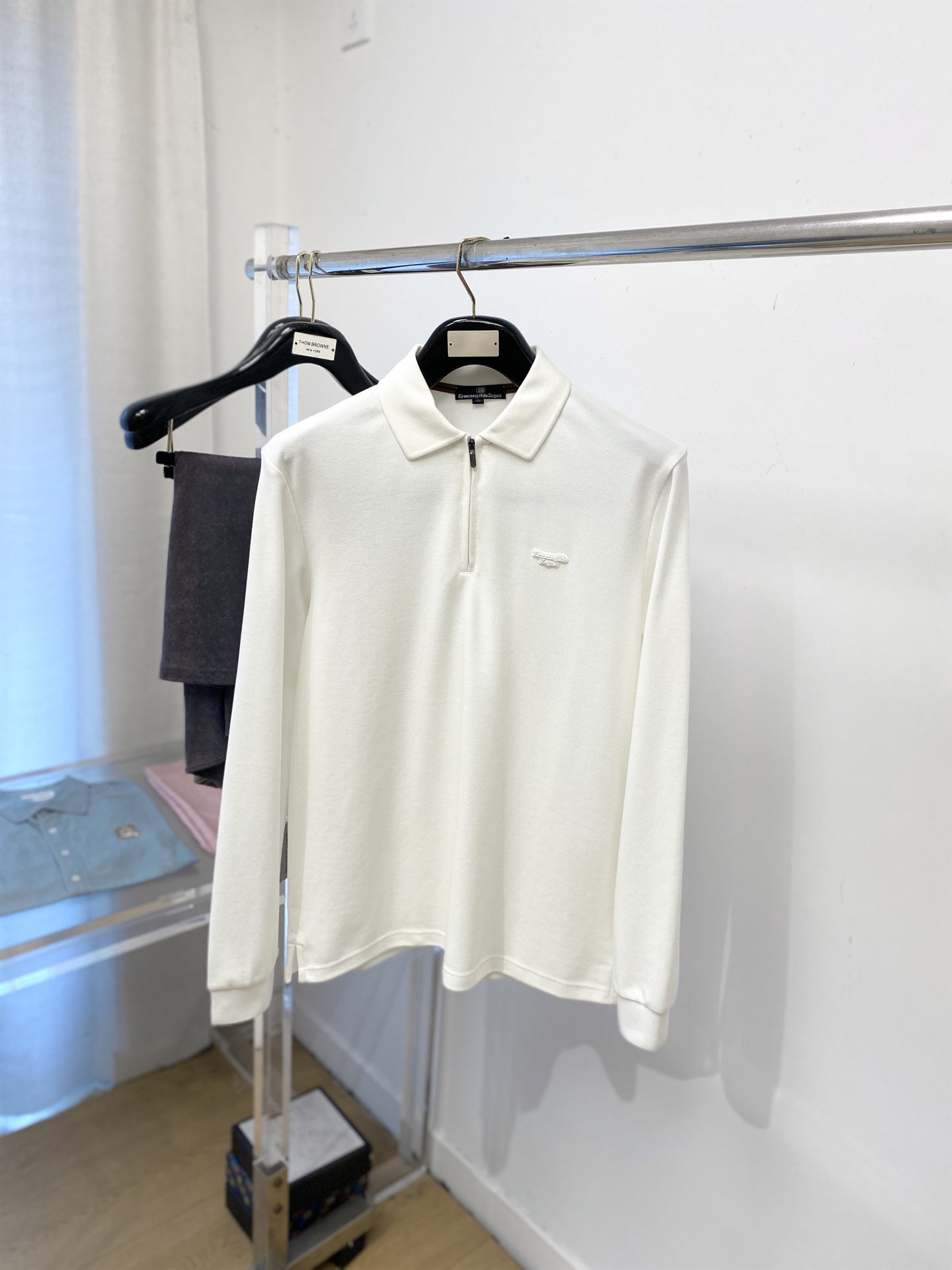 支持年后退换！ 杰尼亚、2025新品长袖，时尚帅气，简约百搭款，胸前顶级凹凸印胶字母logo，定制原版面