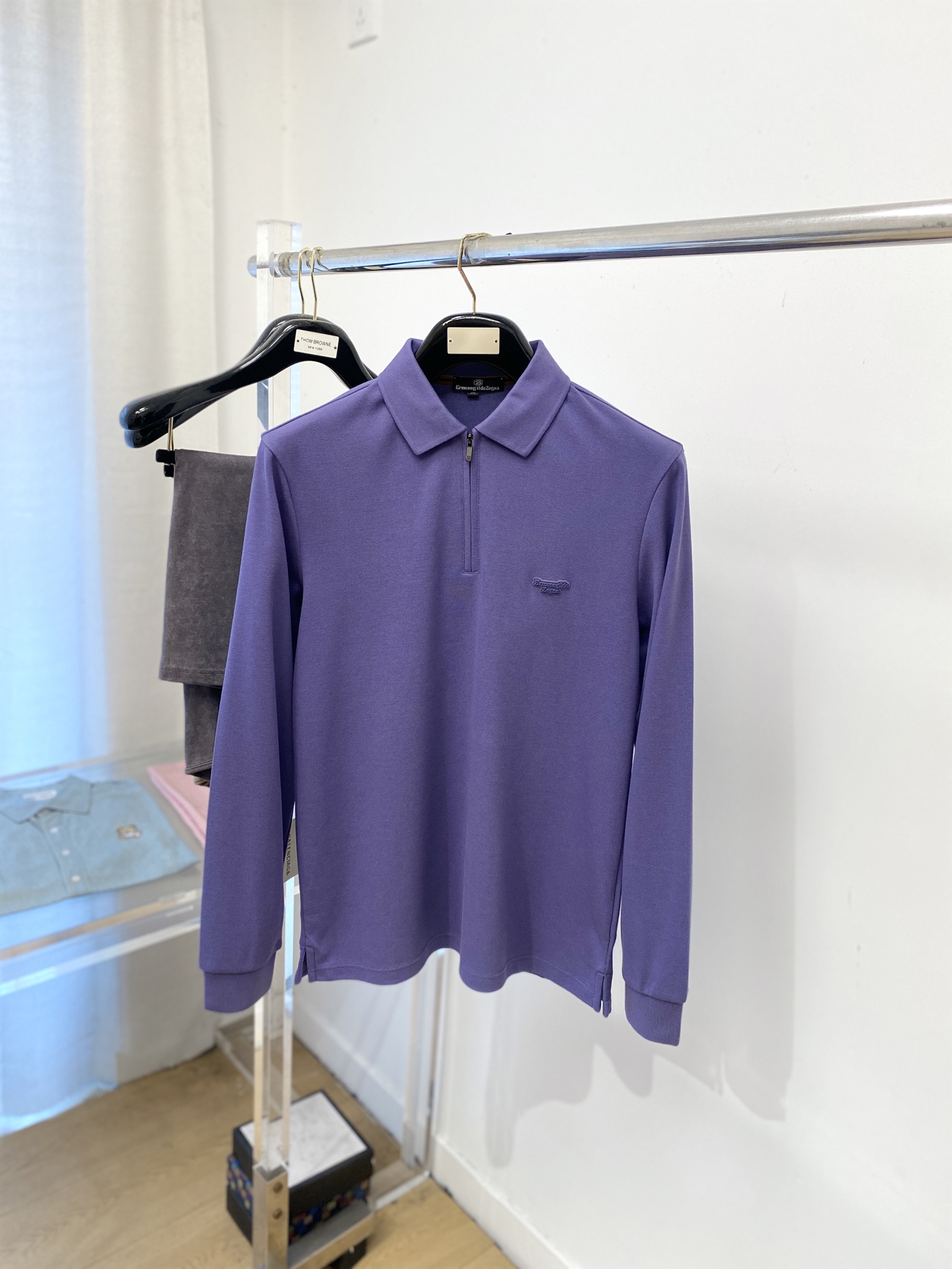 支持年后退换！ 杰尼亚、2025新品长袖，时尚帅气，简约百搭款，胸前顶级凹凸印胶字母logo，定制原版面