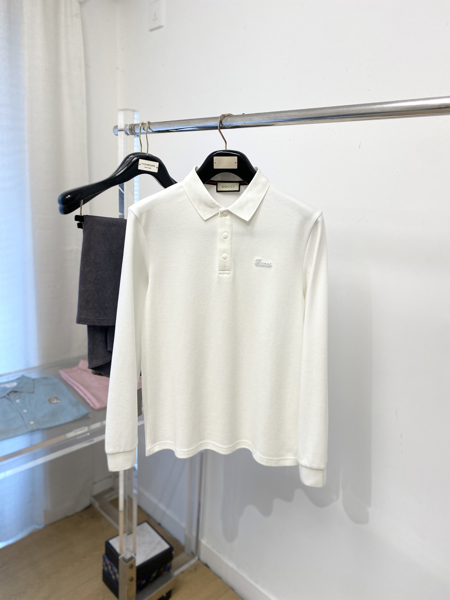 支持年后退换！ 古奇、2025新品长袖，时尚帅气，简约百搭款，胸前精致刺绣字母logo，定制原版面料，不