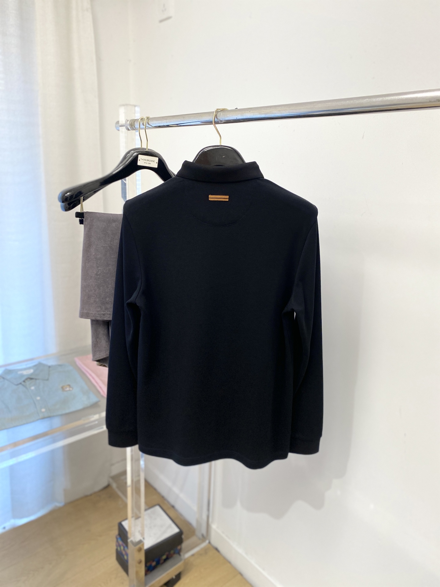 支持年后退换！ 杰尼亚、2025新品长袖，时尚帅气，简约百搭款，胸前精致刺绣图案logo，定制原版面料，