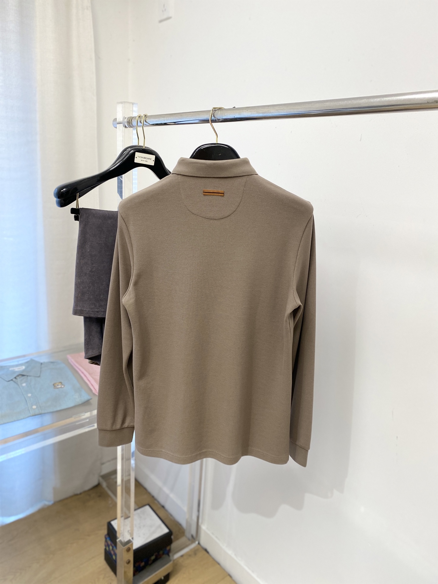 支持年后退换！ 杰尼亚、2025新品长袖，时尚帅气，简约百搭款，胸前精致刺绣图案logo，定制原版面料，