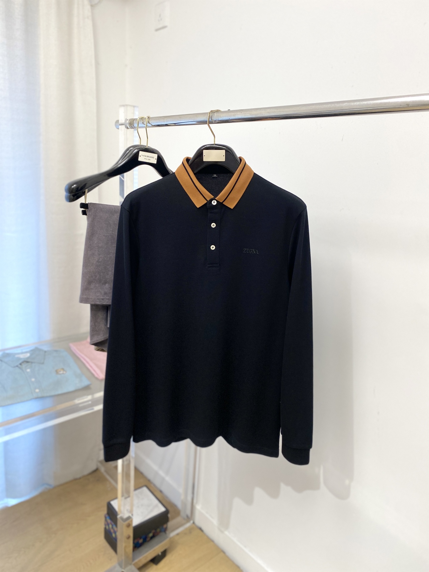 支持年后退换！ 杰尼亚、2025新品长袖，时尚帅气，简约百搭款，胸前顶级印胶字母logo，定制原版面料，