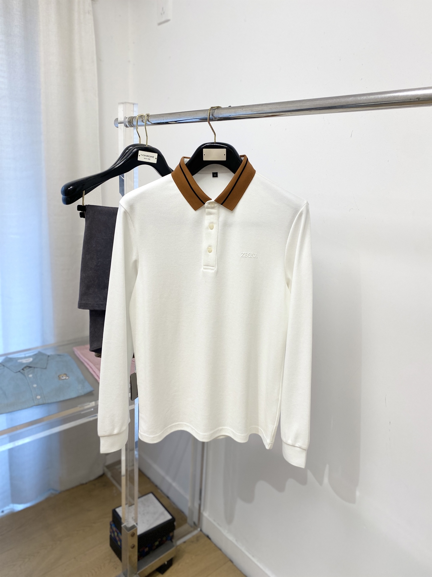 支持年后退换！ 杰尼亚、2025新品长袖，时尚帅气，简约百搭款，胸前顶级印胶字母logo，定制原版面料，