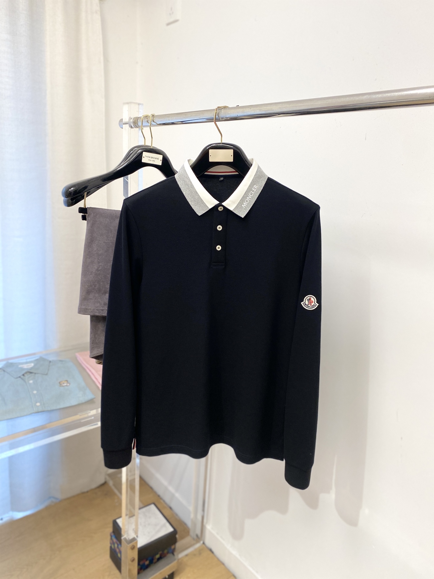 支持年后退换！ 蒙口、2025新品长袖，时尚帅气，简约百搭款，袖口刺绣装饰图案logo，定制原版面料，不