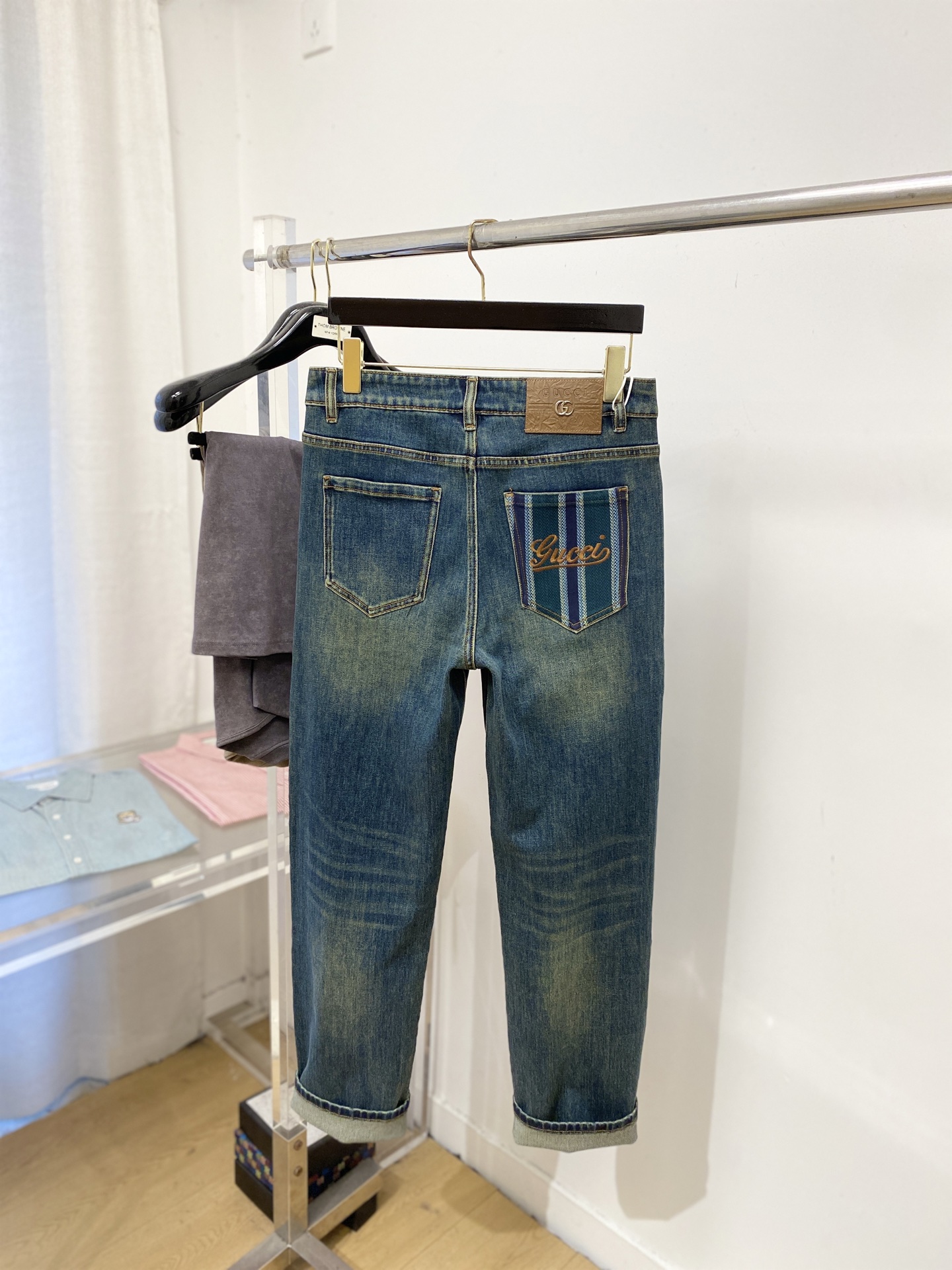 支持年后退换！ 古奇、2025最新品，专柜同步有售，原单狠货，水洗休闲牛仔裤，进口原版水洗弹力面料，舒适